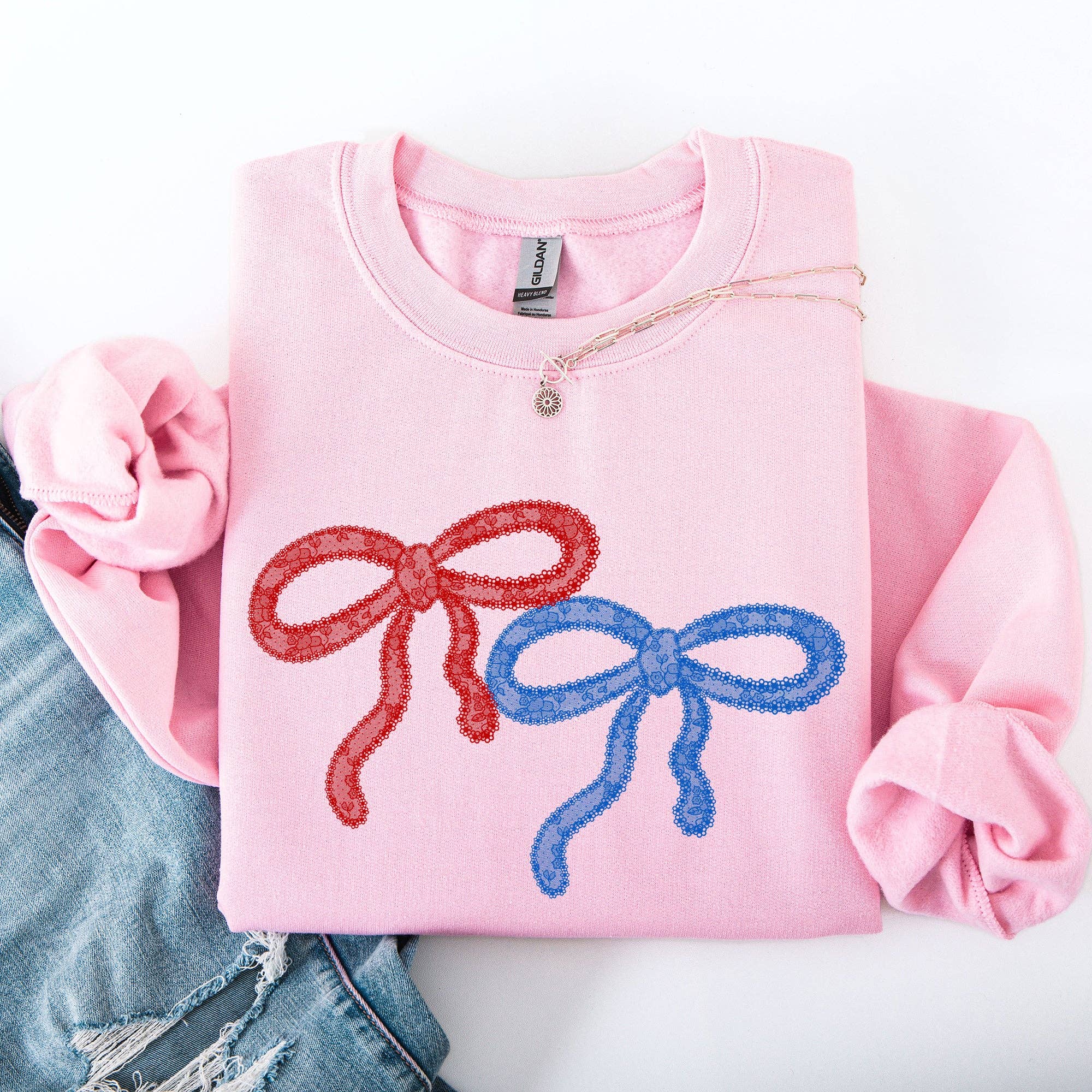 Retro Lace, Red, Blue, America, 4th of July Sweatshirt T-Shirts, Hoodie | PodTeesHub.com