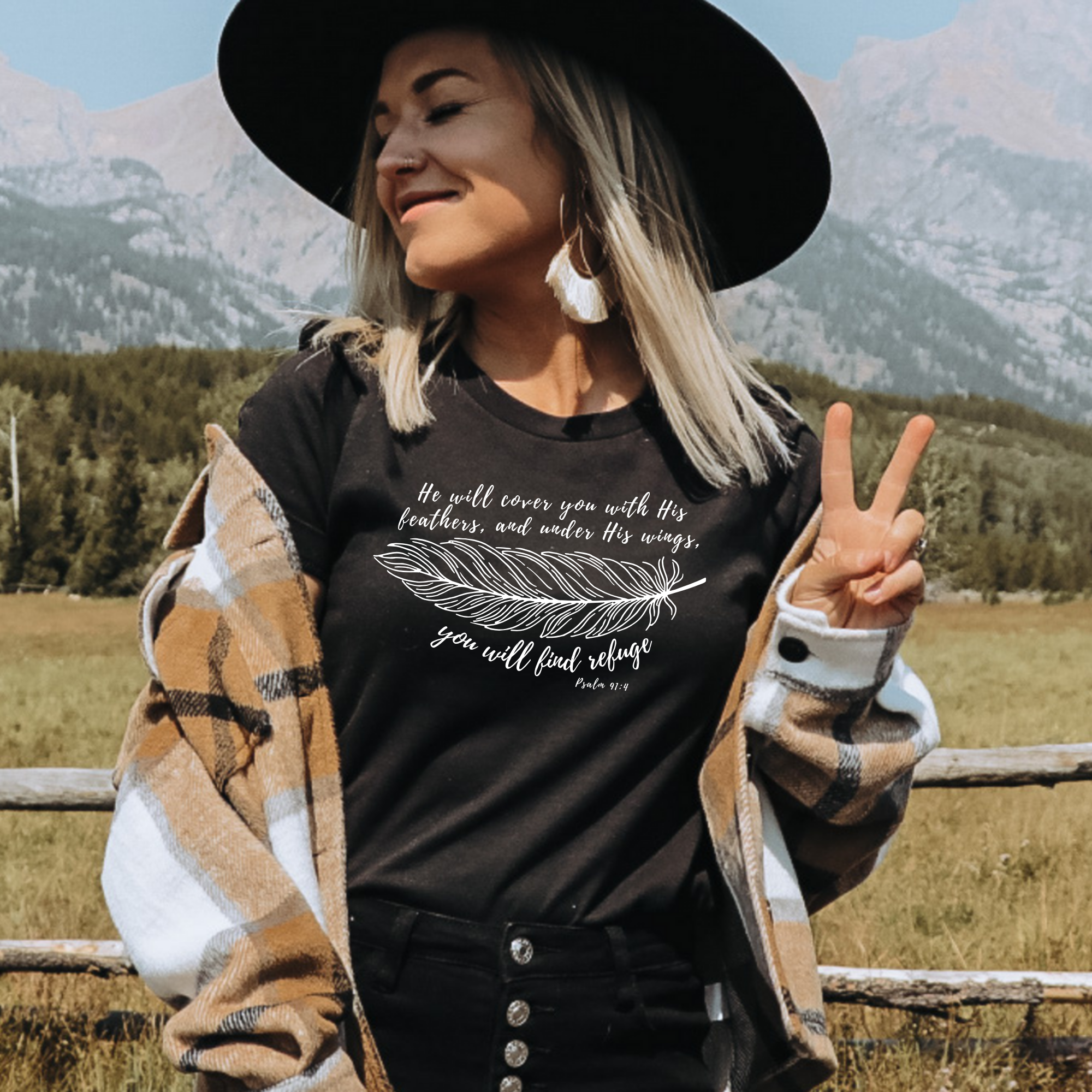 He Will Cover You with His Feathers Women's Graphic T-Shirt Hoodie, Sweatshirt | PodTeesHub.com