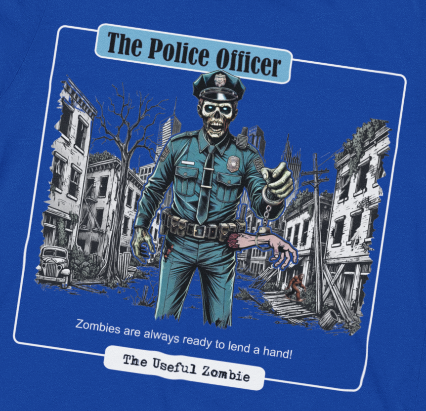 Useful Zombie "Police Officer" T-Shirt (Navy Blue) Hoodie, Sweatshirt | PodTeesHub.com