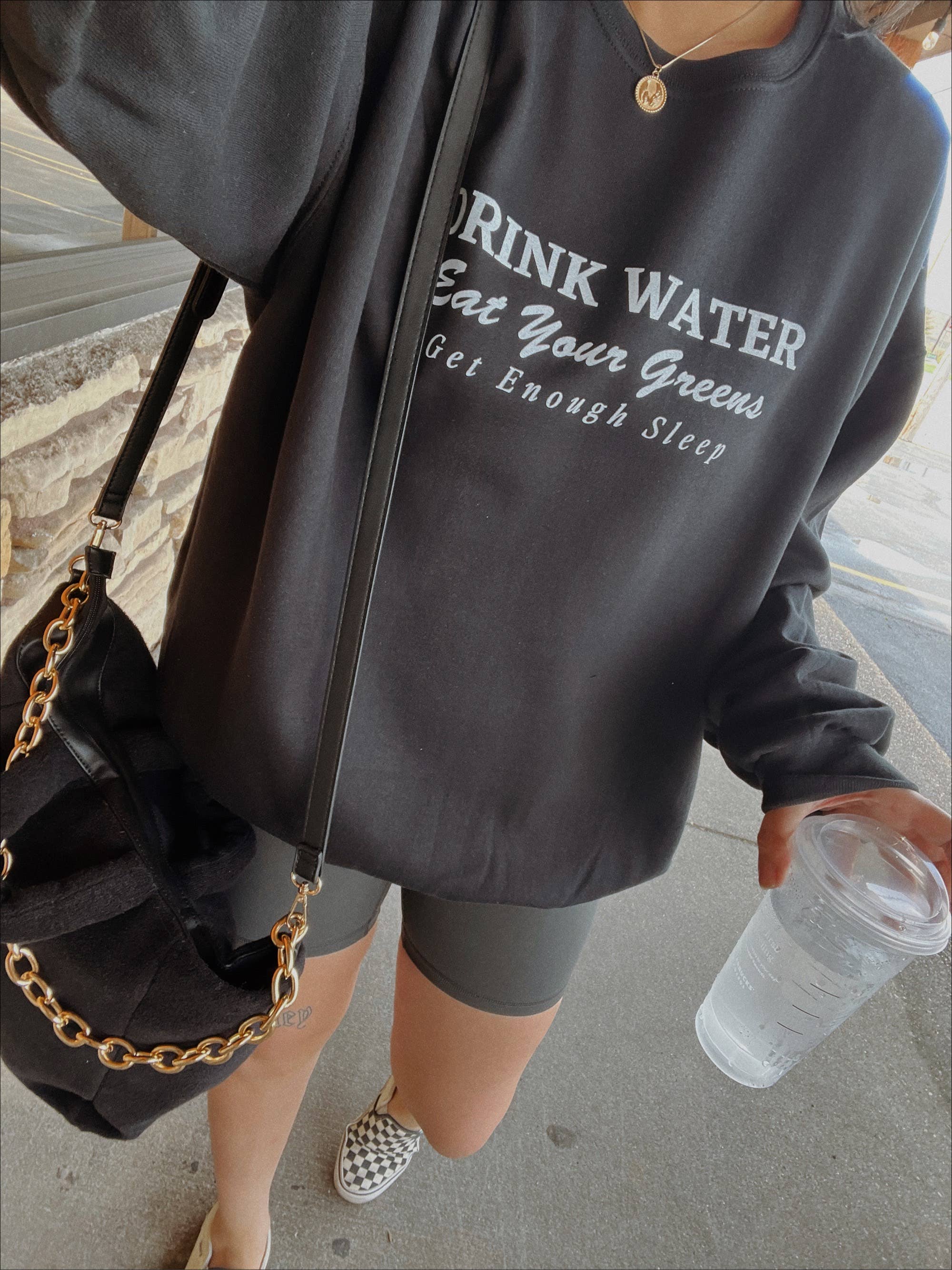 Drink Water Aesthetic | Graphic Sweatshirt | Black T-Shirts, Hoodie | PodTeesHub.com