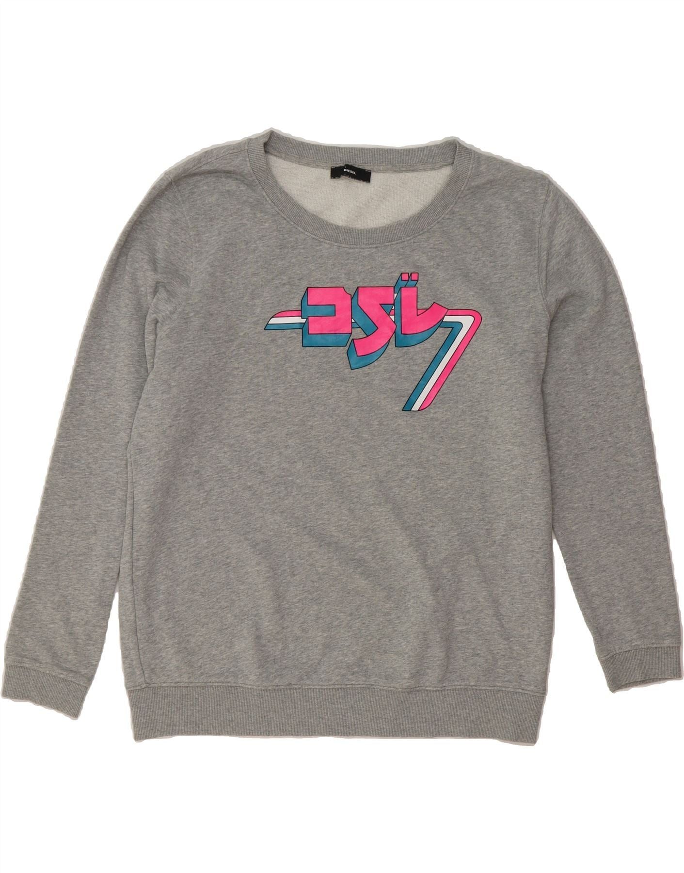 Diesel Mens Graphic Sweatshirt Jumper Xl Grey Cotton T-Shirts, Hoodie | PodTeesHub.com