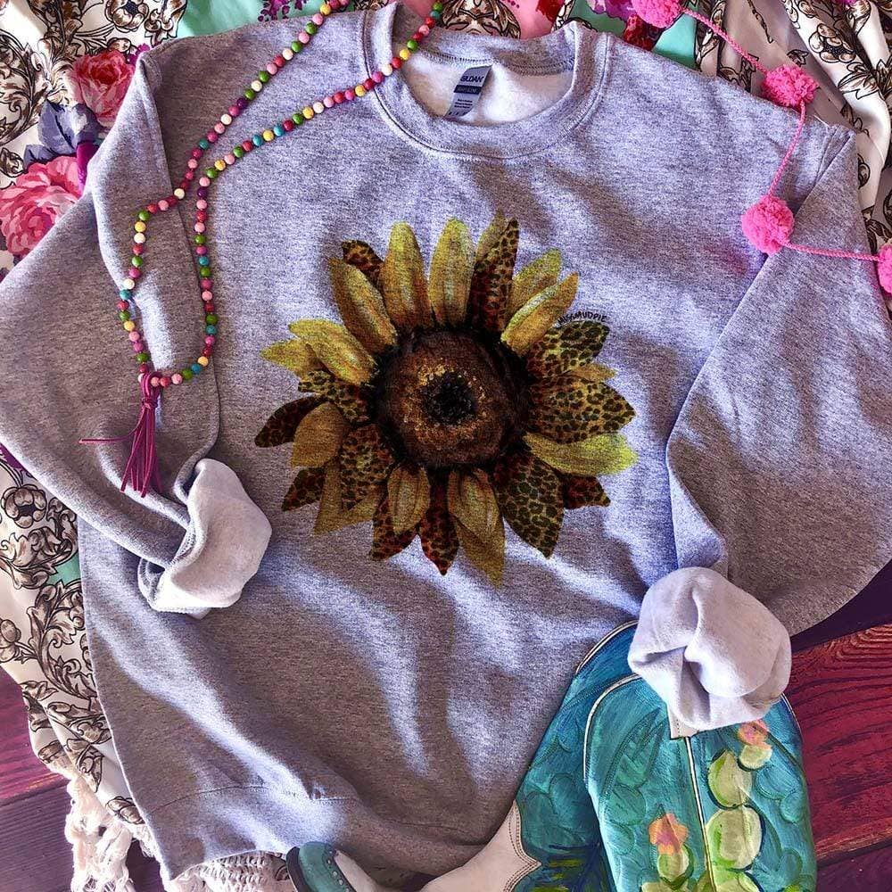 Leopard Sunflower - Gray Sweatshirt T-Shirts, Hoodie | PodTeesHub.com