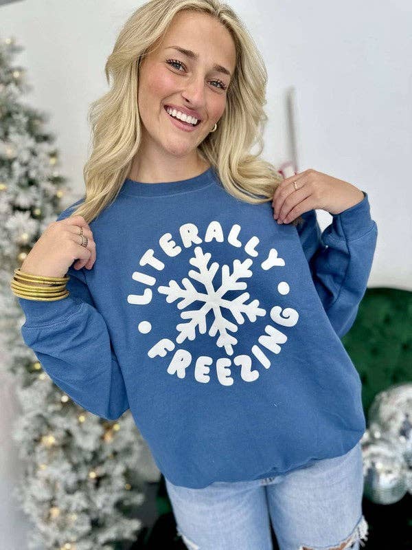 Literally Freezing Snowflake Puff Sweatshirt T-Shirts, Hoodie | PodTeesHub.com