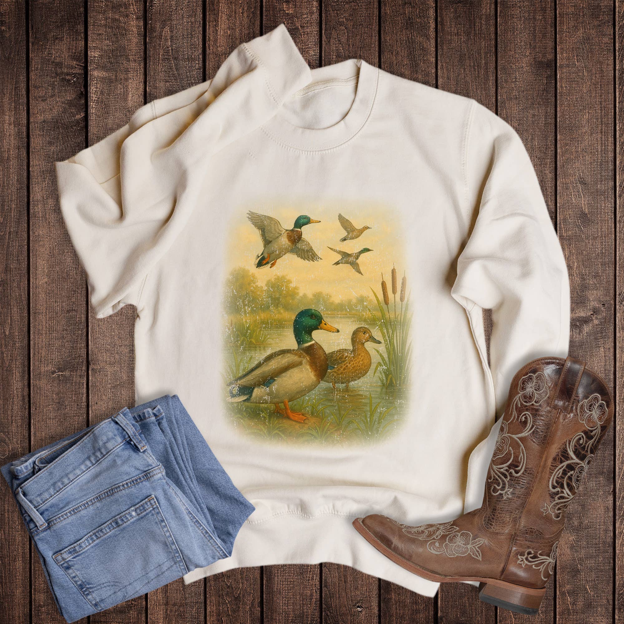Vintage Outdoor Ducks Sweatshirt T-Shirts, Hoodie | PodTeesHub.com