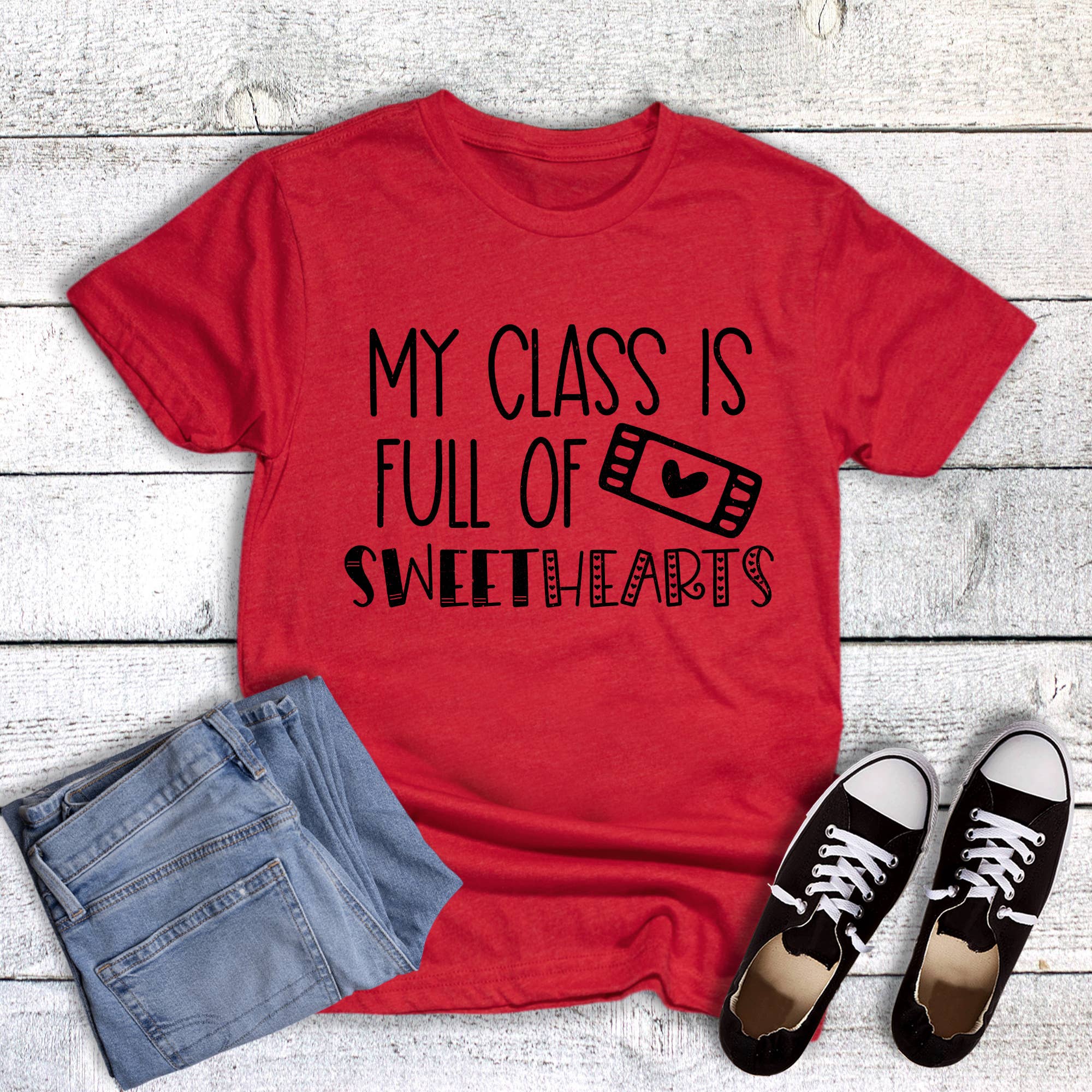 Valentine Teacher Class Full of Sweethearts Graphic Tee Hoodie, Sweatshirt | PodTeesHub.com