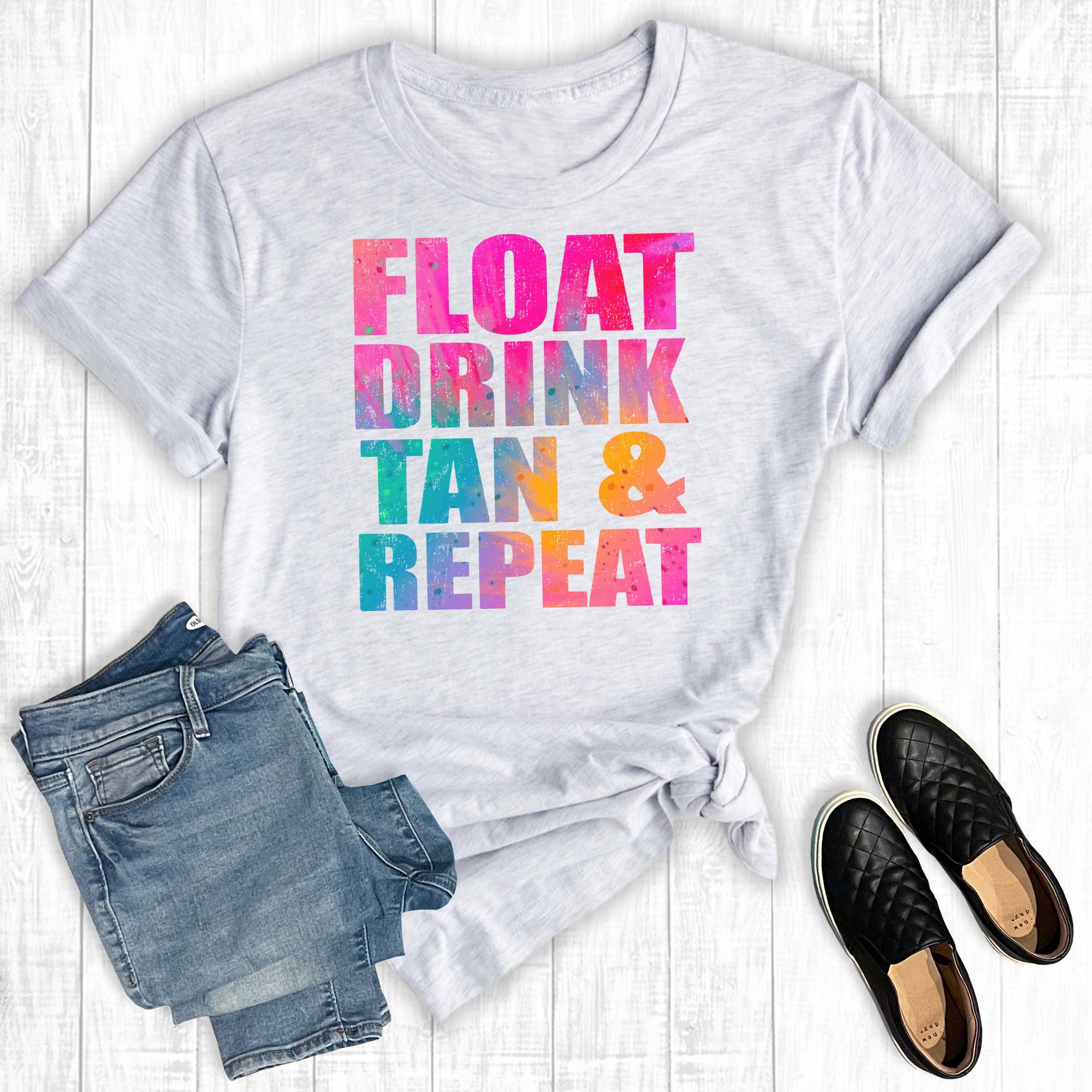 Float Drink Tan & Repeat Graphic Tee Hoodie, Sweatshirt | PodTeesHub.com