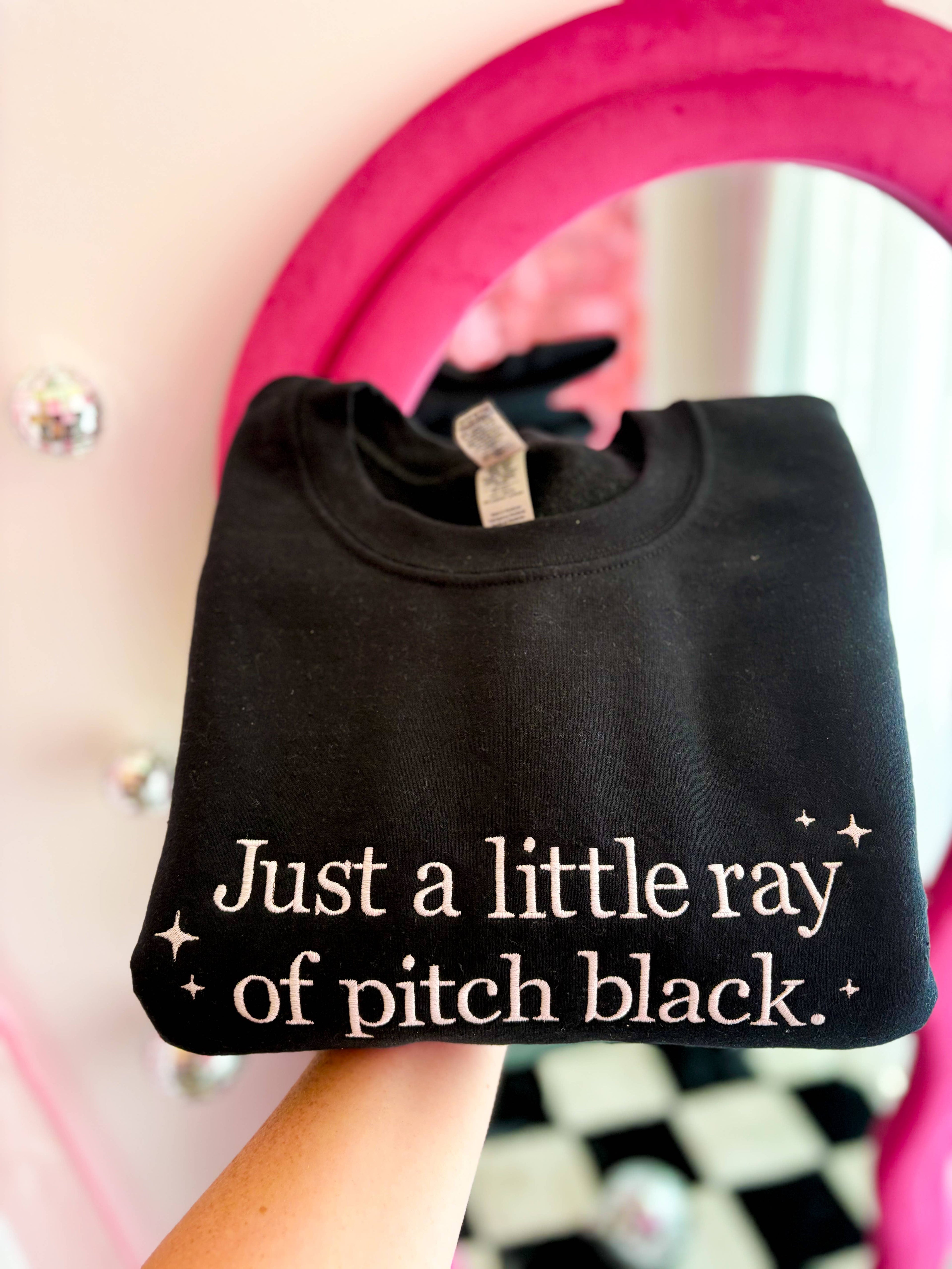 Pitch Black Embroidered Crewneck | Spooky Sweatshirt T-Shirts, Hoodie | PodTeesHub.com