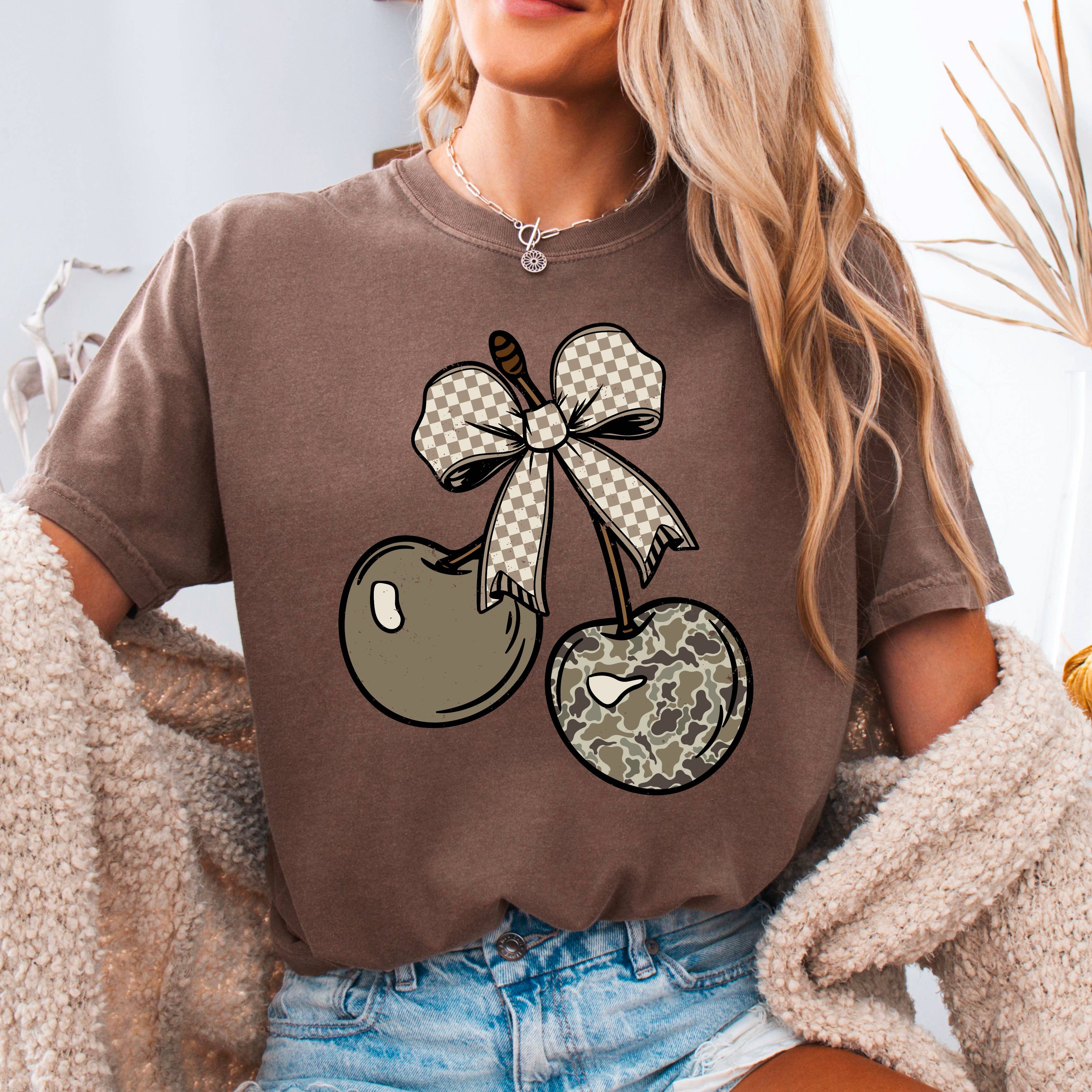Camo Cherries  Graphic T-Shirt | Comfort Color Hoodie, Sweatshirt | PodTeesHub.com