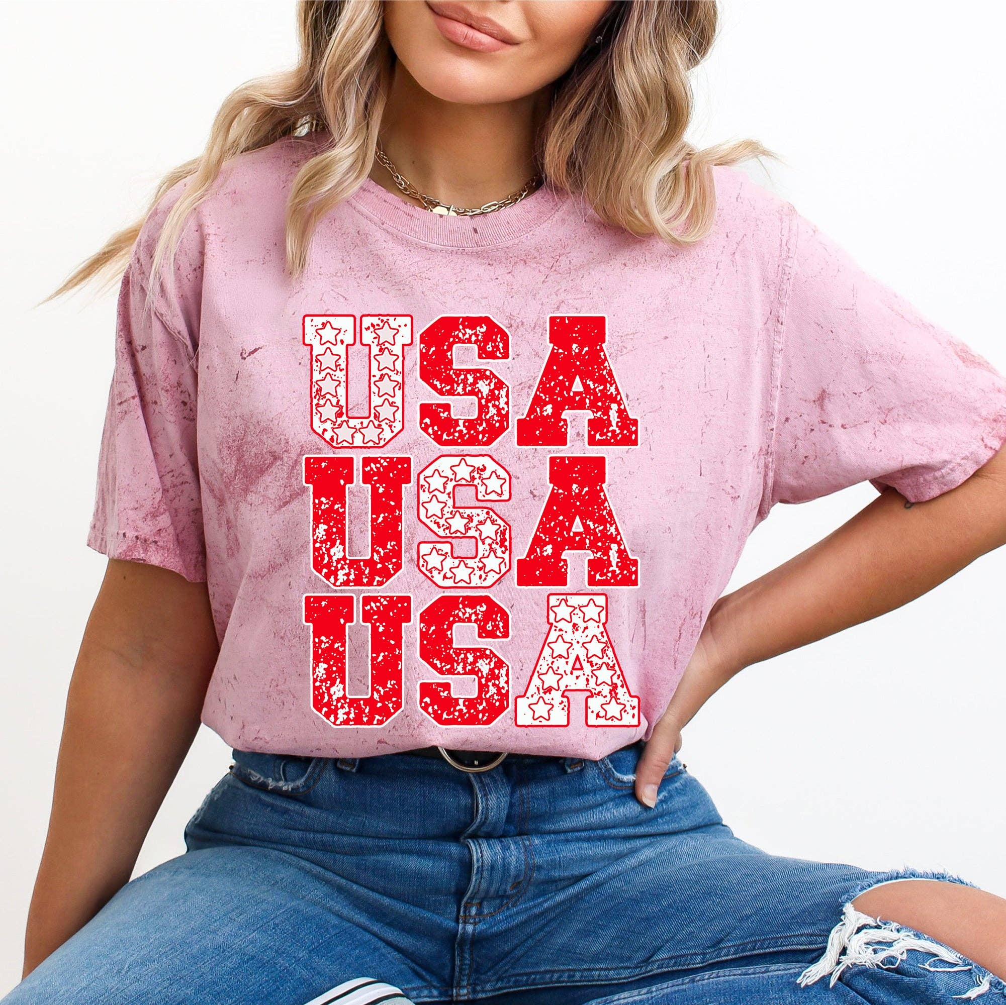 USA, America, Stars, Red, 4th of July, Color Blast Tshirt Hoodie, Sweatshirt | PodTeesHub.com