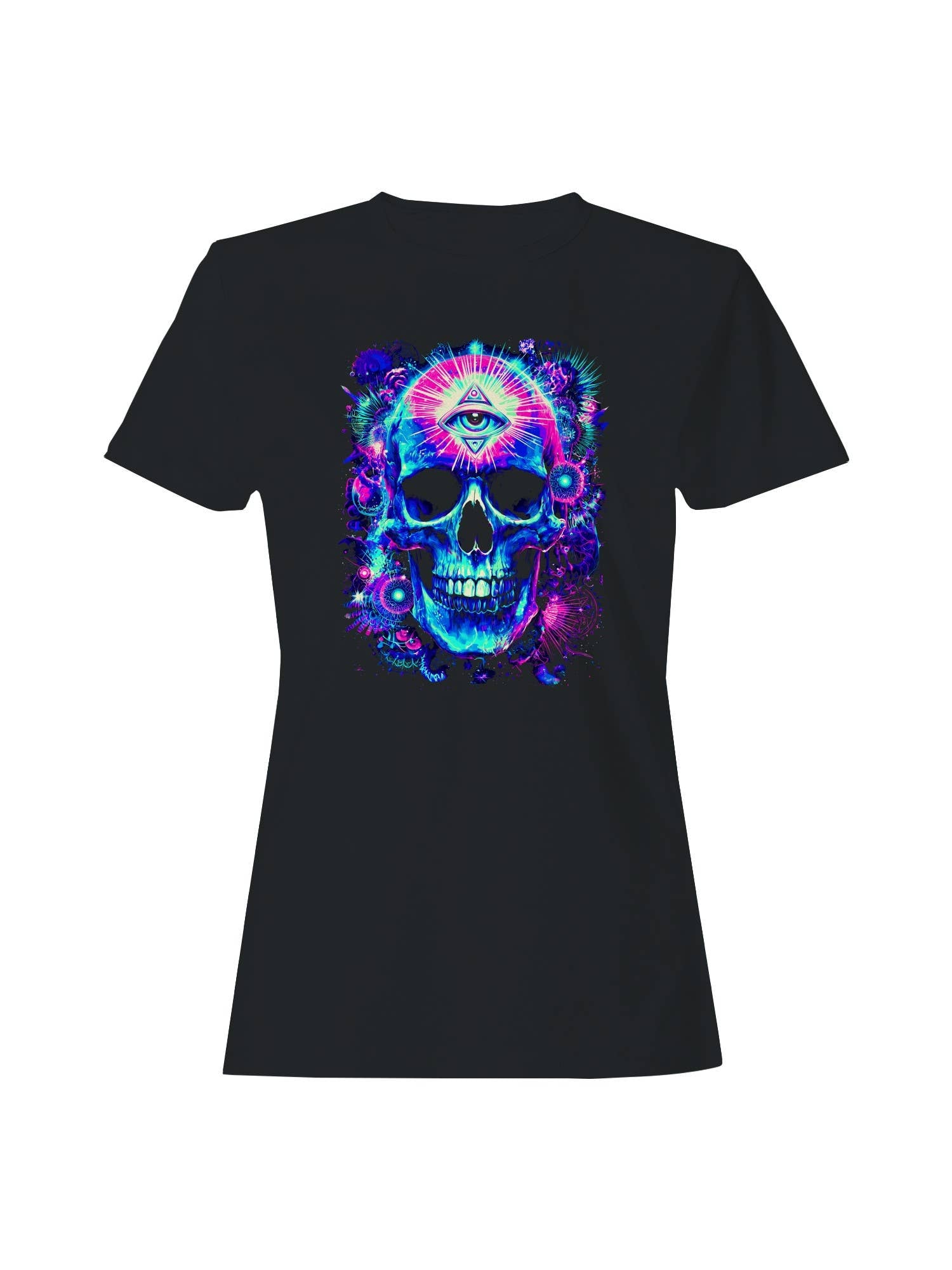Cosmic Vision Vibrant Skull Art Women's T-Shirt Hoodie, Sweatshirt | PodTeesHub.com