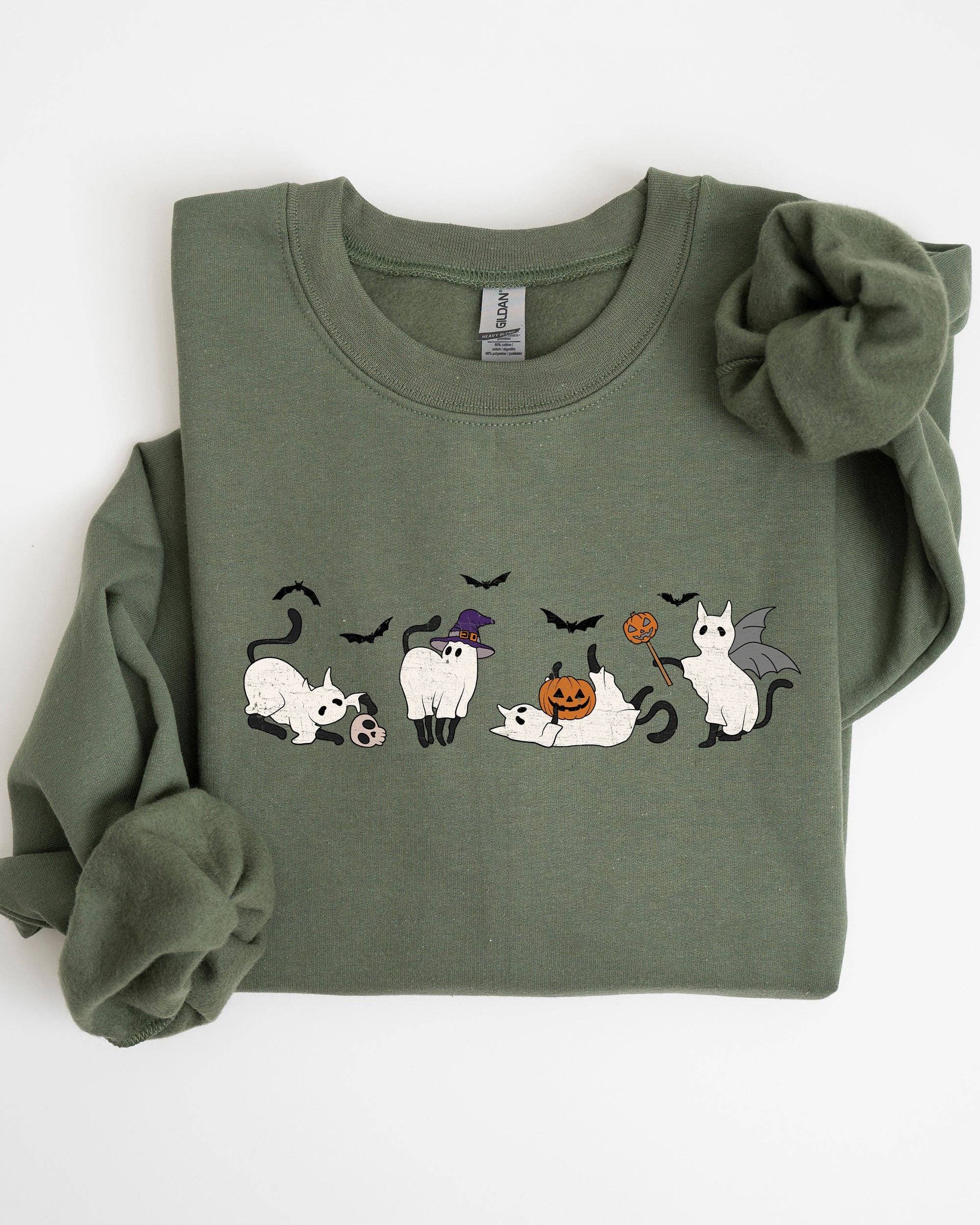 Mini Ghost Cats, Farm, Funny, Halloween Sweatshirt T-Shirts, Hoodie | PodTeesHub.com