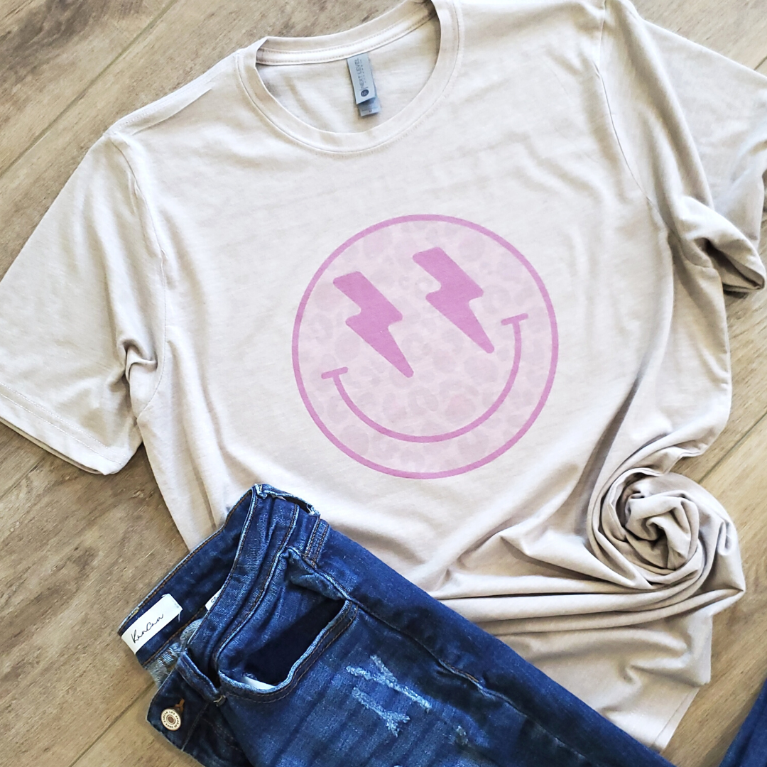 Leopard and Lightning Smiley Graphic Tee Hoodie, Sweatshirt | PodTeesHub.com