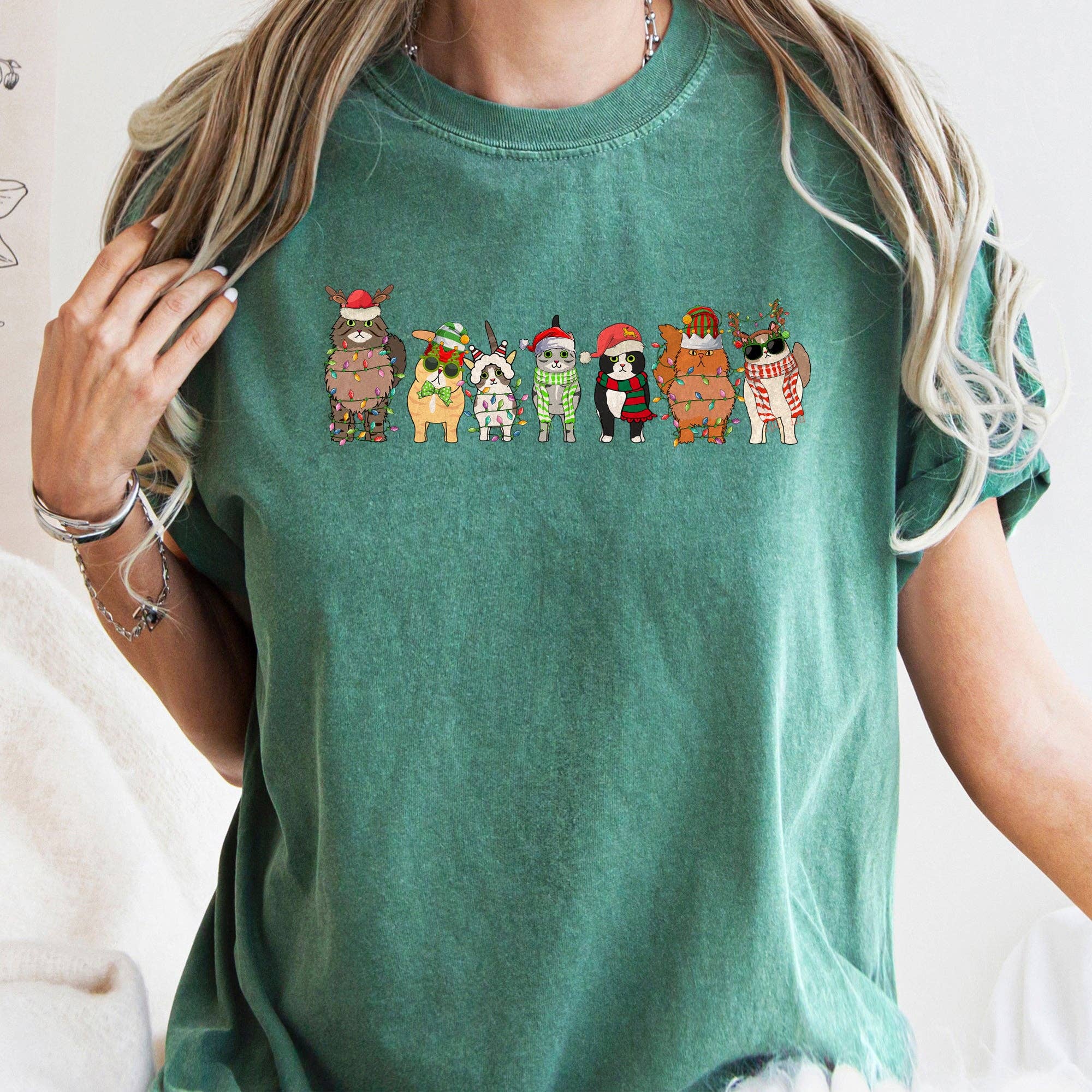 Christmas Cats, Cat Lovers, Pet Comfort Colors T-Shirt Hoodie, Sweatshirt | PodTeesHub.com