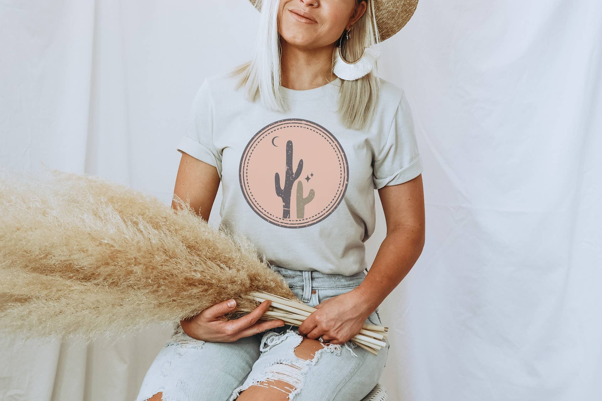 Western Circle Cactus L Western Tee Hoodie, Sweatshirt | PodTeesHub.com