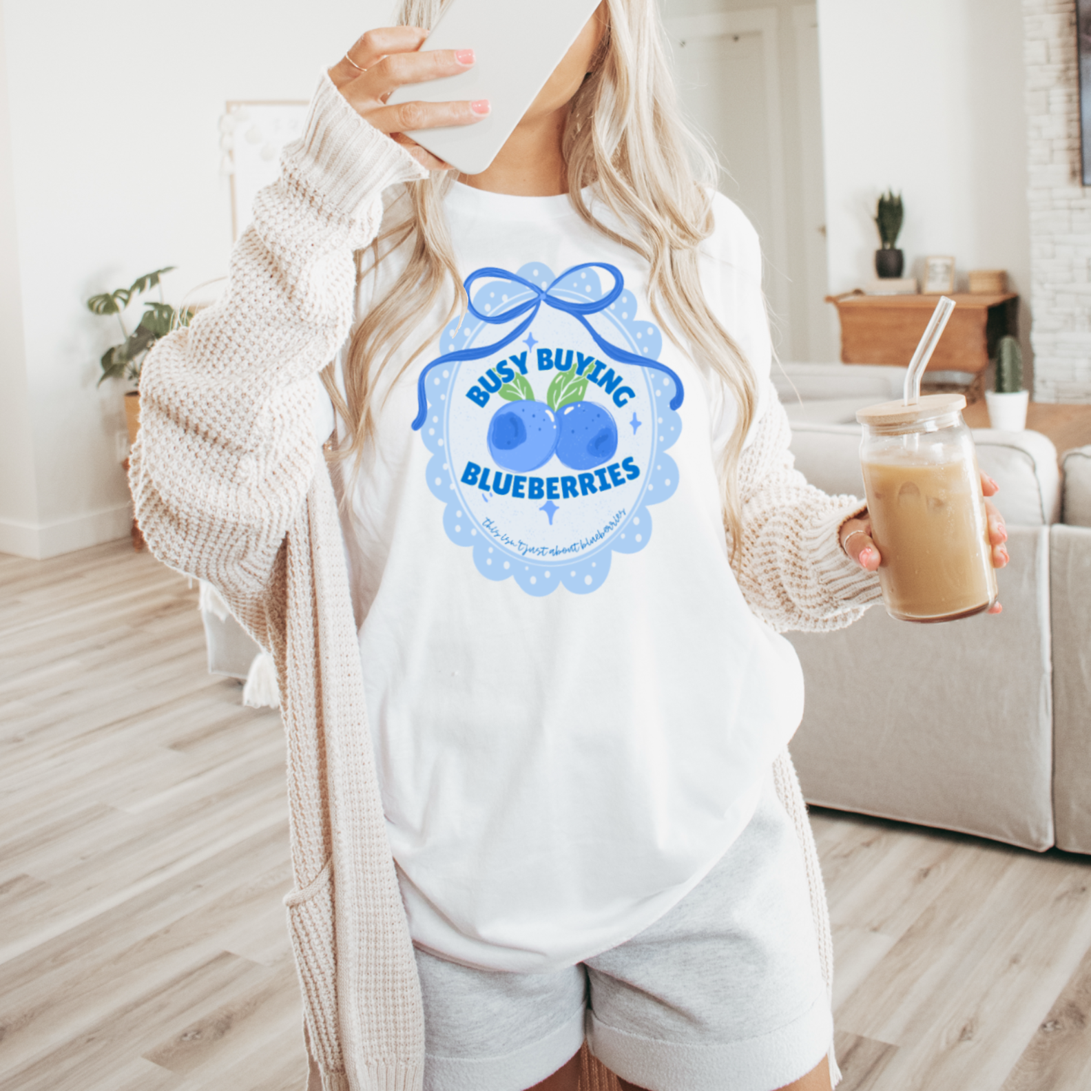 Busy Buying Blueberries Coquette Graphic Tee| Bella Canvas Hoodie, Sweatshirt | PodTeesHub.com