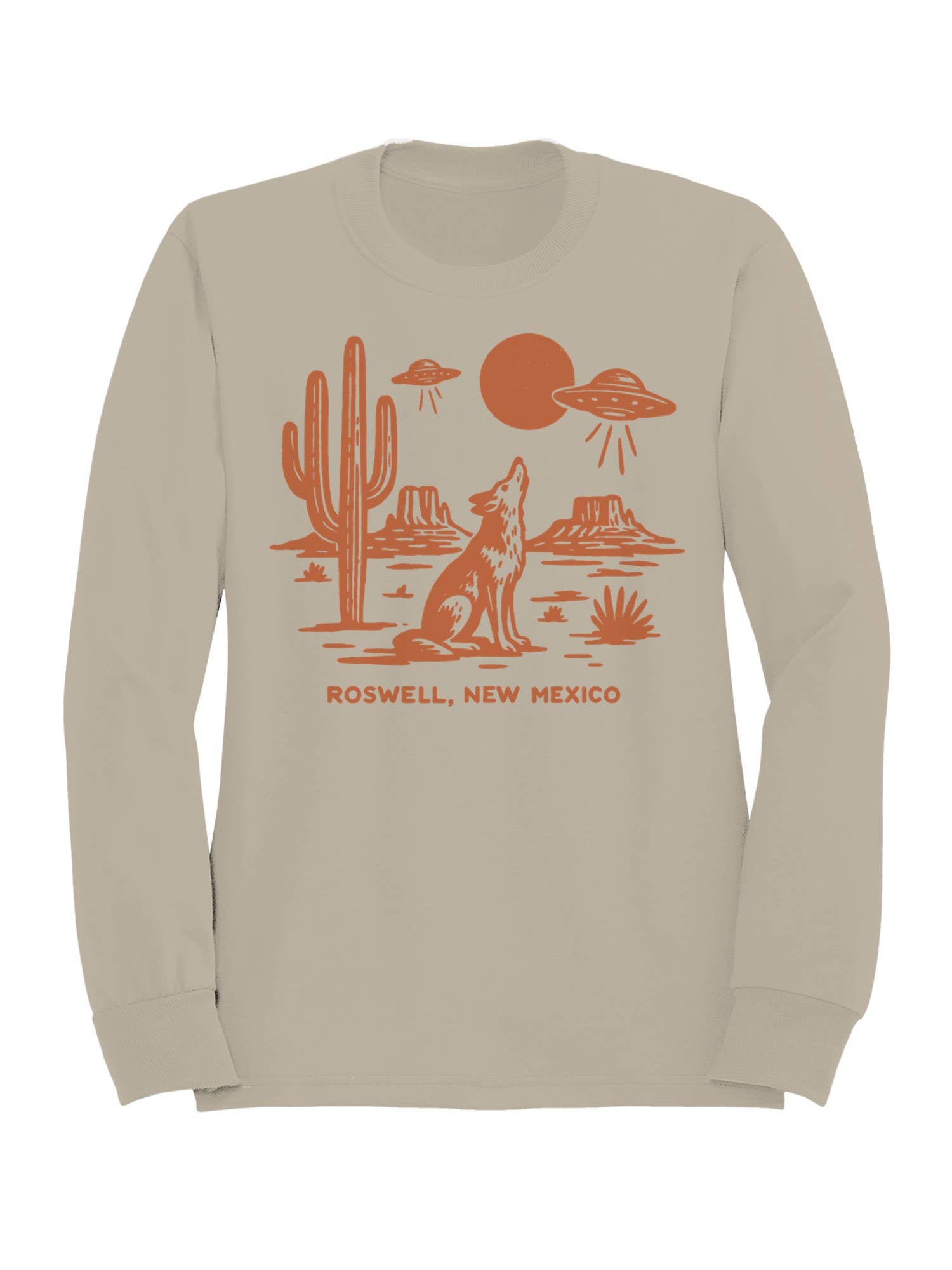 Roswell Desert Wolf and Ufo Scene Women's Sweatshirt T-Shirts, Hoodie | PodTeesHub.com
