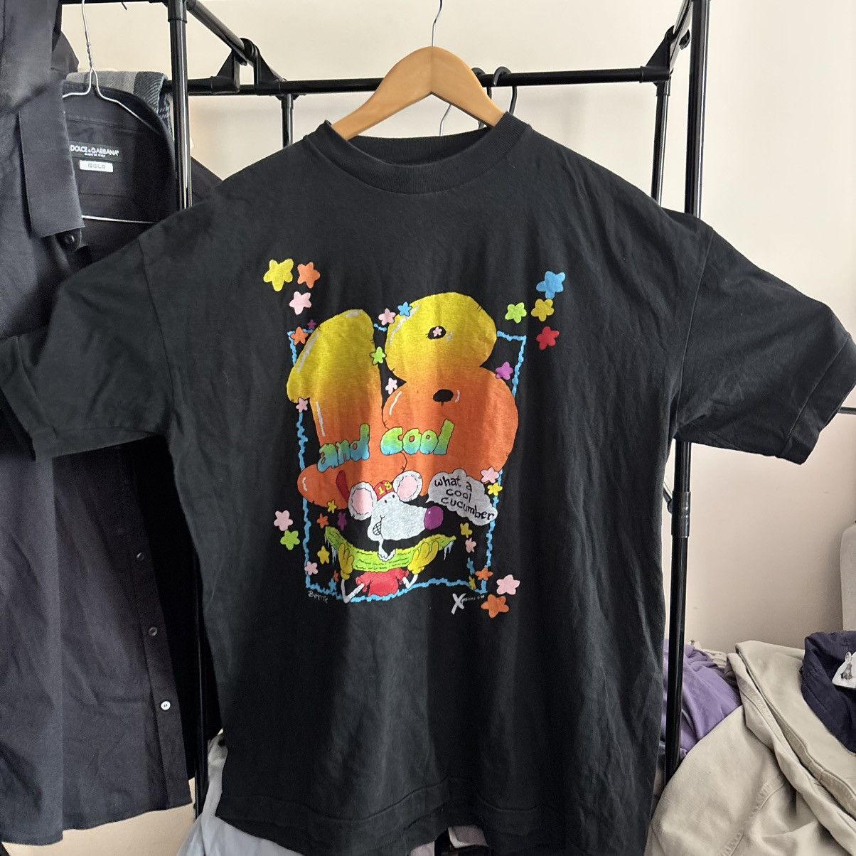 Hysteric Glamour Vintage Y2k Cartoon Tee 18 And Cool What A Cool Cucumber Hoodie, Sweatshirt | PodTeesHub.com
