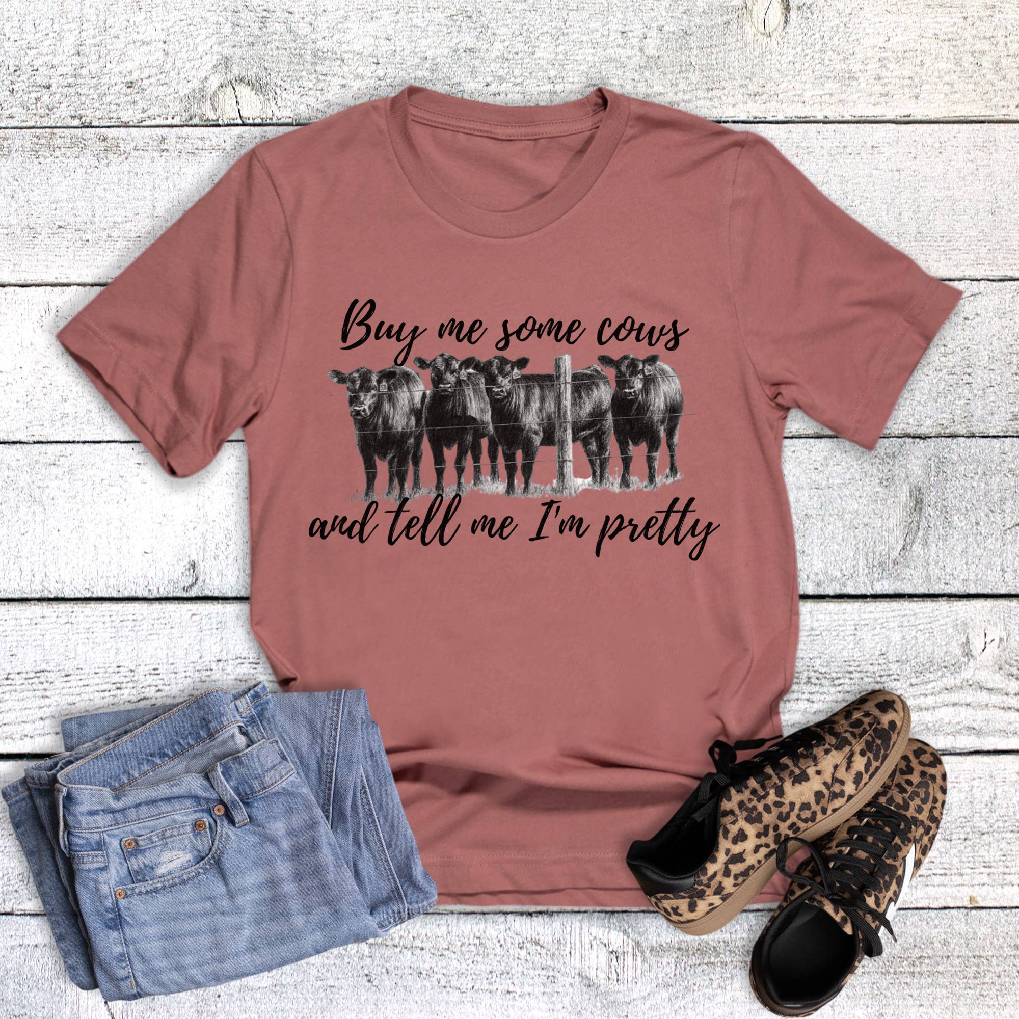Buy Me Cows Tell Me I'm Pretty Graphic Tee Hoodie, Sweatshirt | PodTeesHub.com