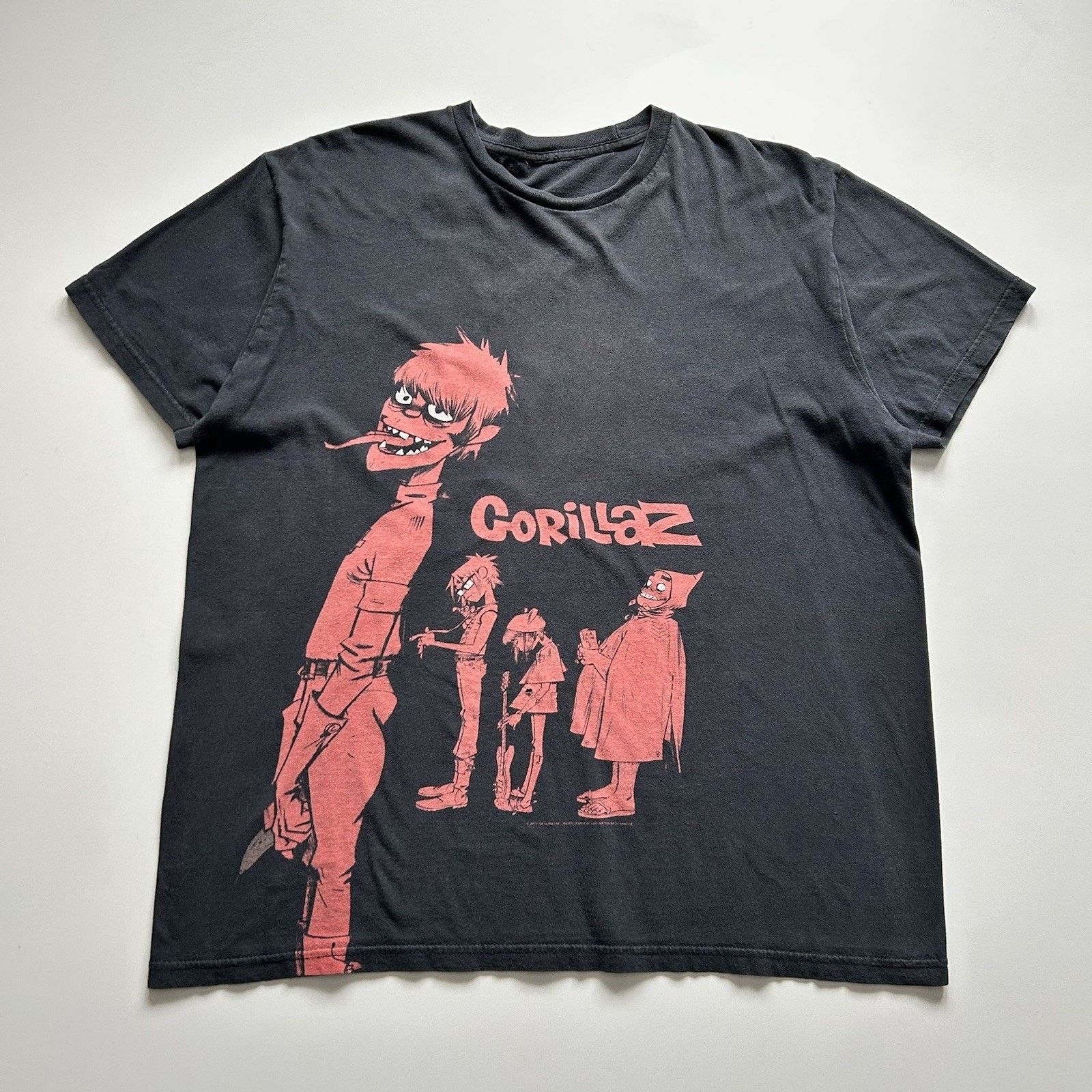 Vintage Gorillaz T Shirt Xl Y2k 2011 Band Tee Faded Black Hoodie, Sweatshirt | PodTeesHub.com