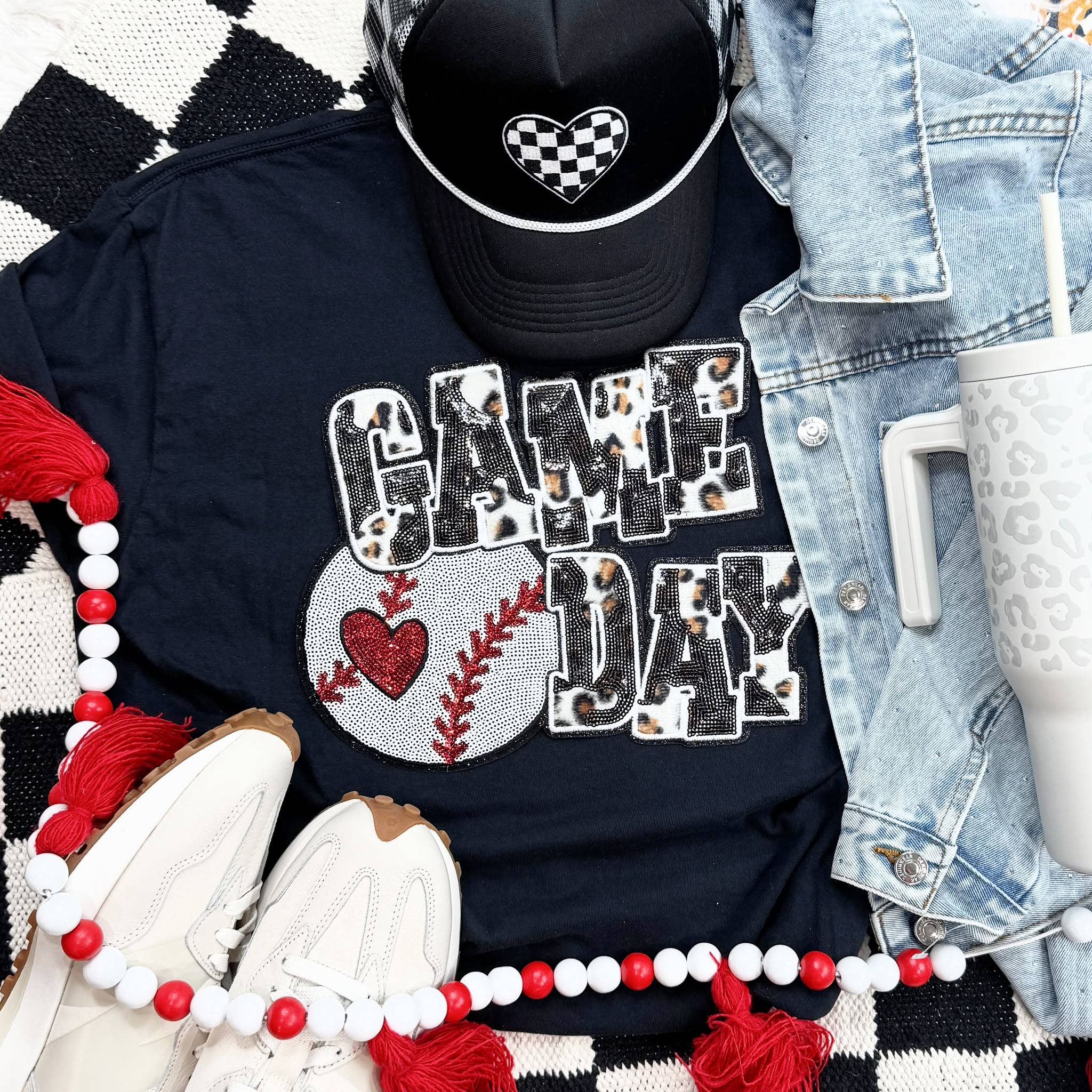 Baseball Leopard & Sequin Tee Hoodie, Sweatshirt | PodTeesHub.com