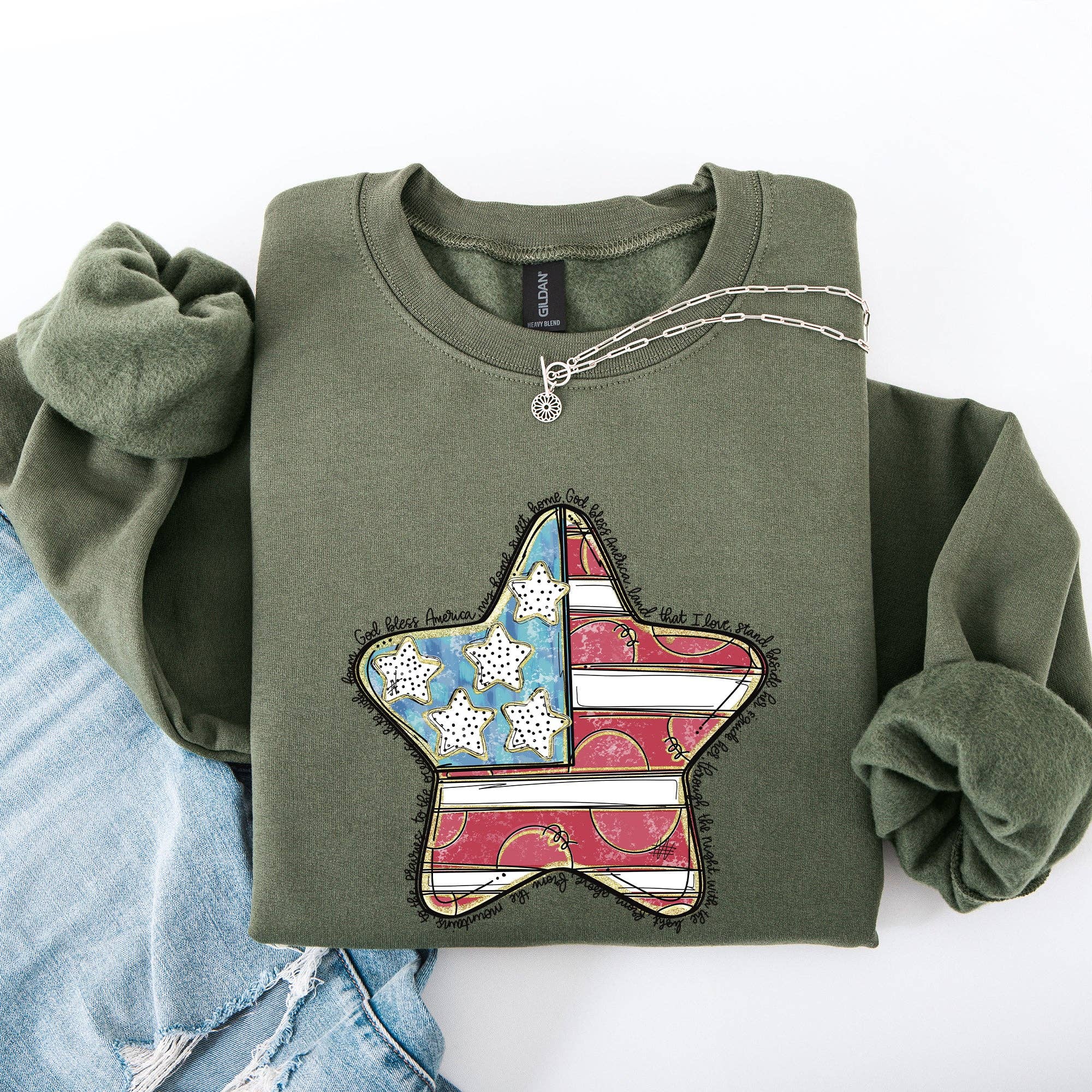 God Bless America Star Flag, USA 4th of July Sweatshirt T-Shirts, Hoodie | PodTeesHub.com