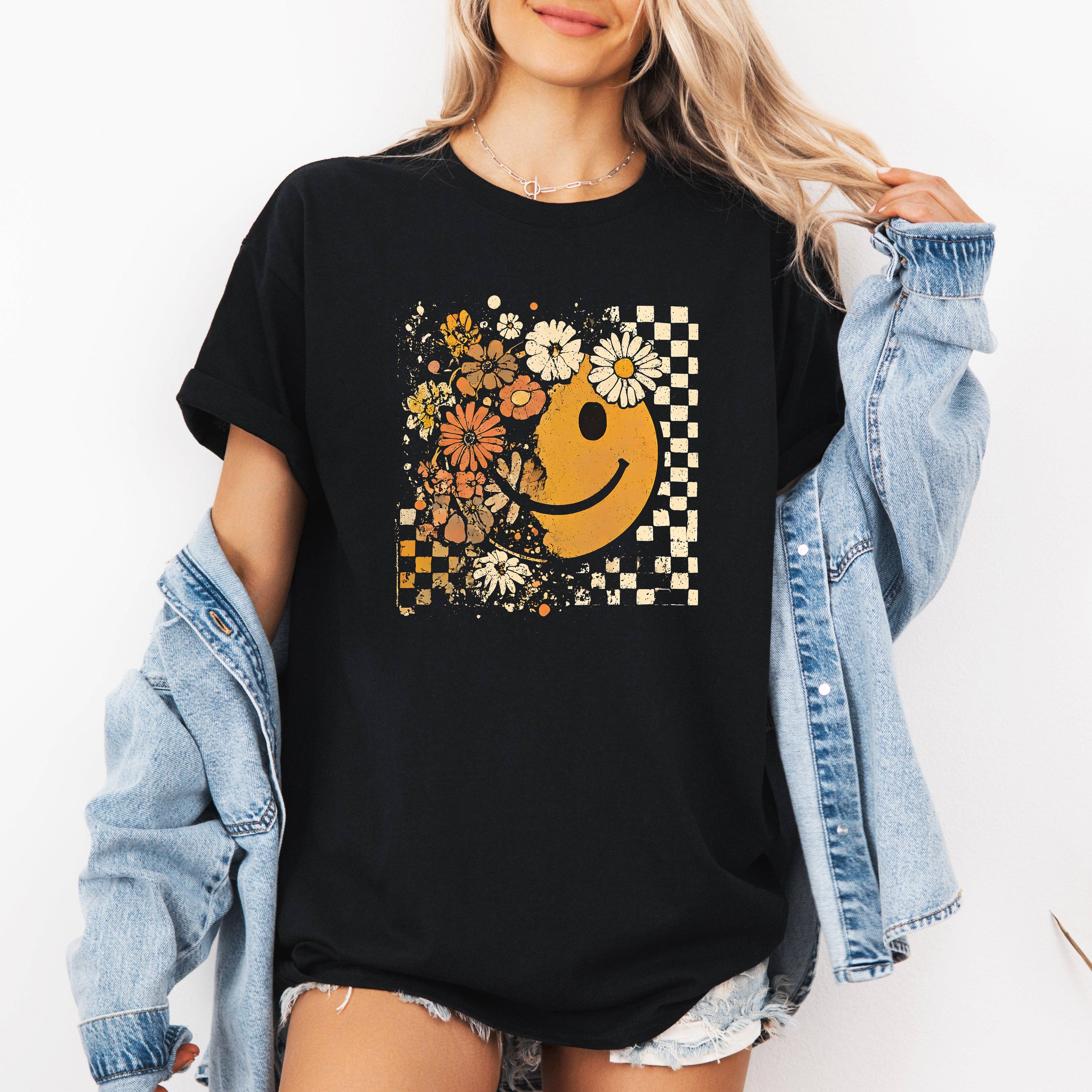 Retro Smiley, Halloween, Autumn, Fall, Flowers, Tshirt Hoodie, Sweatshirt | PodTeesHub.com