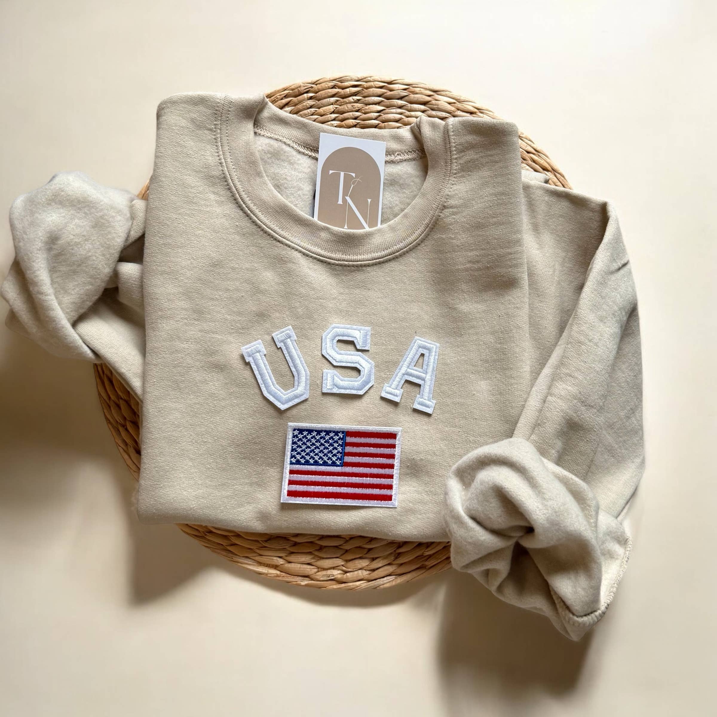 USA Flag Crewneck Sweatshirt T-Shirts, Hoodie | PodTeesHub.com