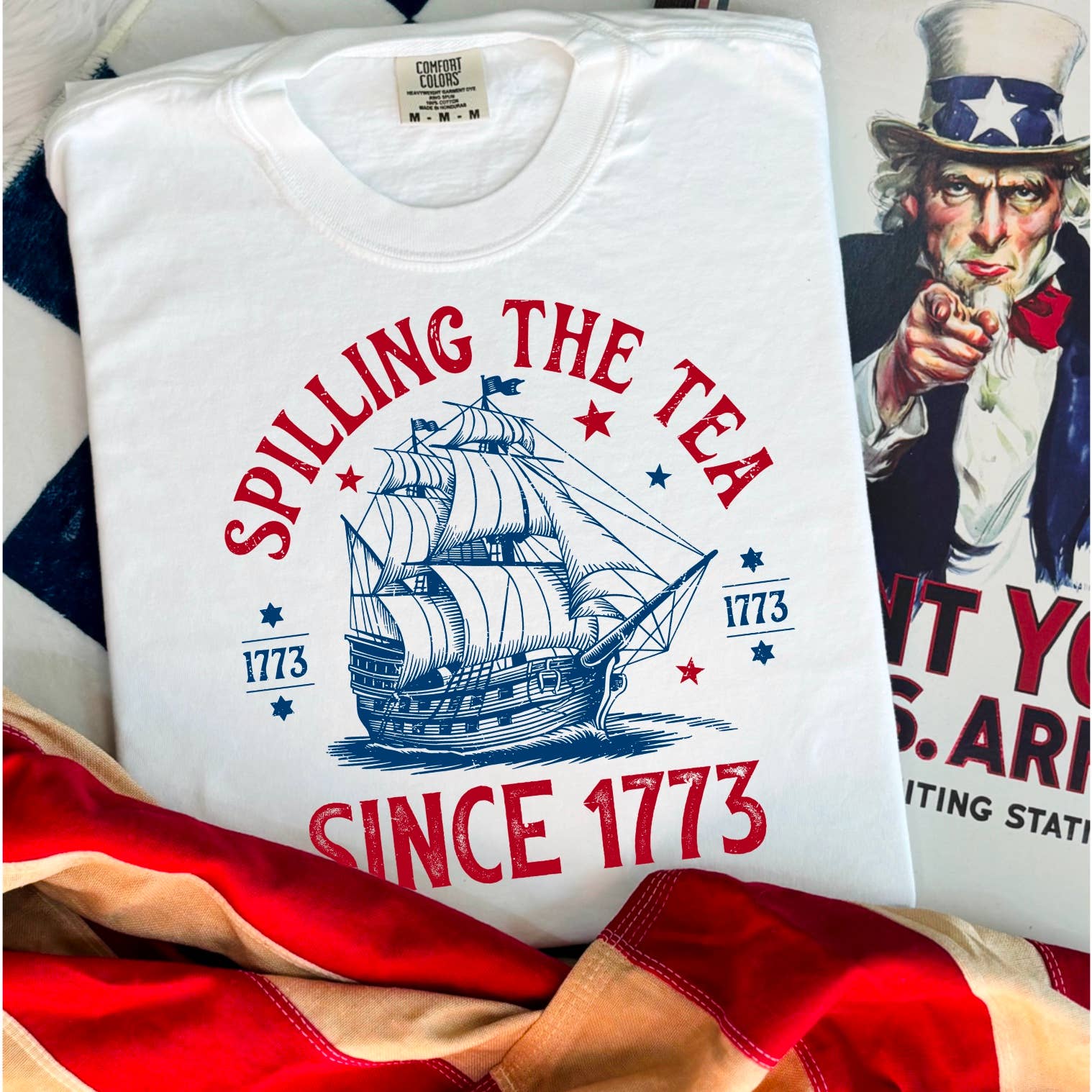 July 4th Graphic Shirt | Patriotic Apparel | Comfort Colors Hoodie, Sweatshirt | PodTeesHub.com