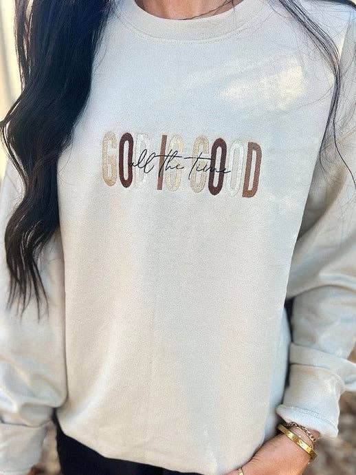 God Is Good Neutral Multi Embroidered Sweatshirt T-Shirts, Hoodie | PodTeesHub.com