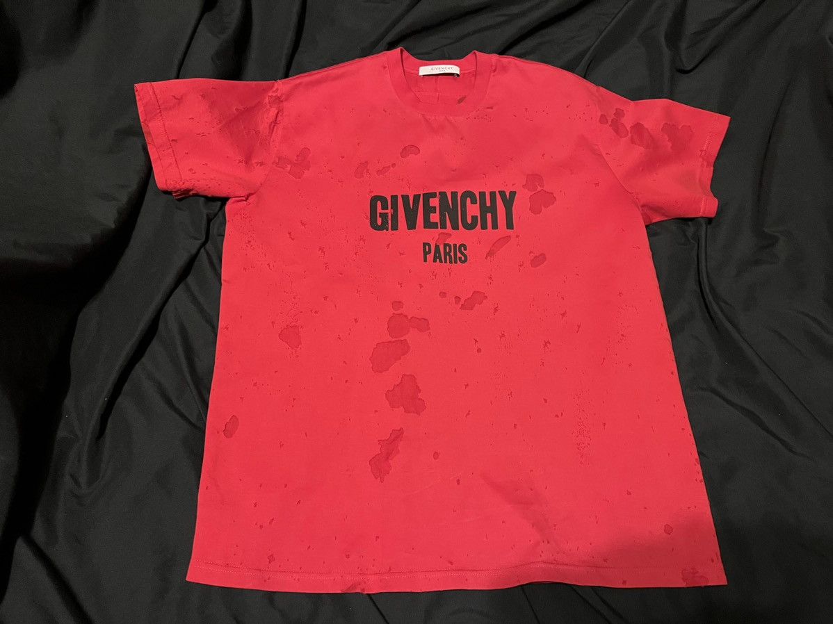 Givenchy Destroyed Distressed T Shirt Red Hoodie, Sweatshirt | PodTeesHub.com