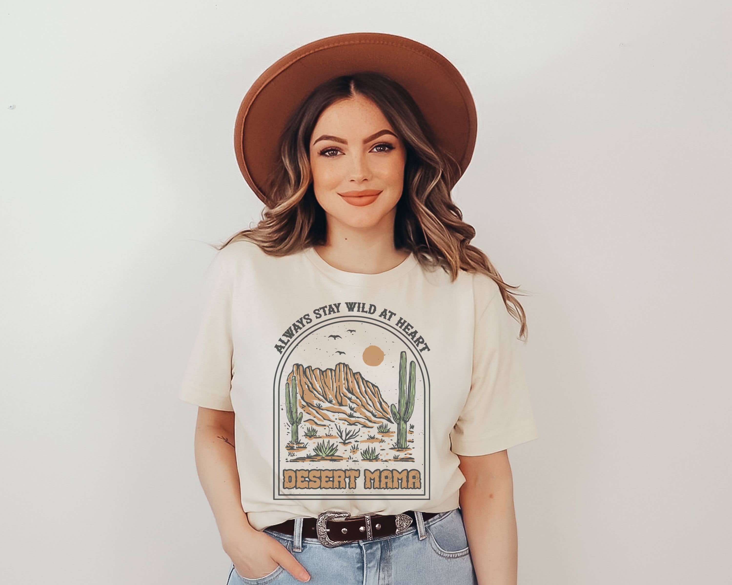 Wild At Heart Desert Mama (Brown) Graphic Tee Hoodie, Sweatshirt | PodTeesHub.com