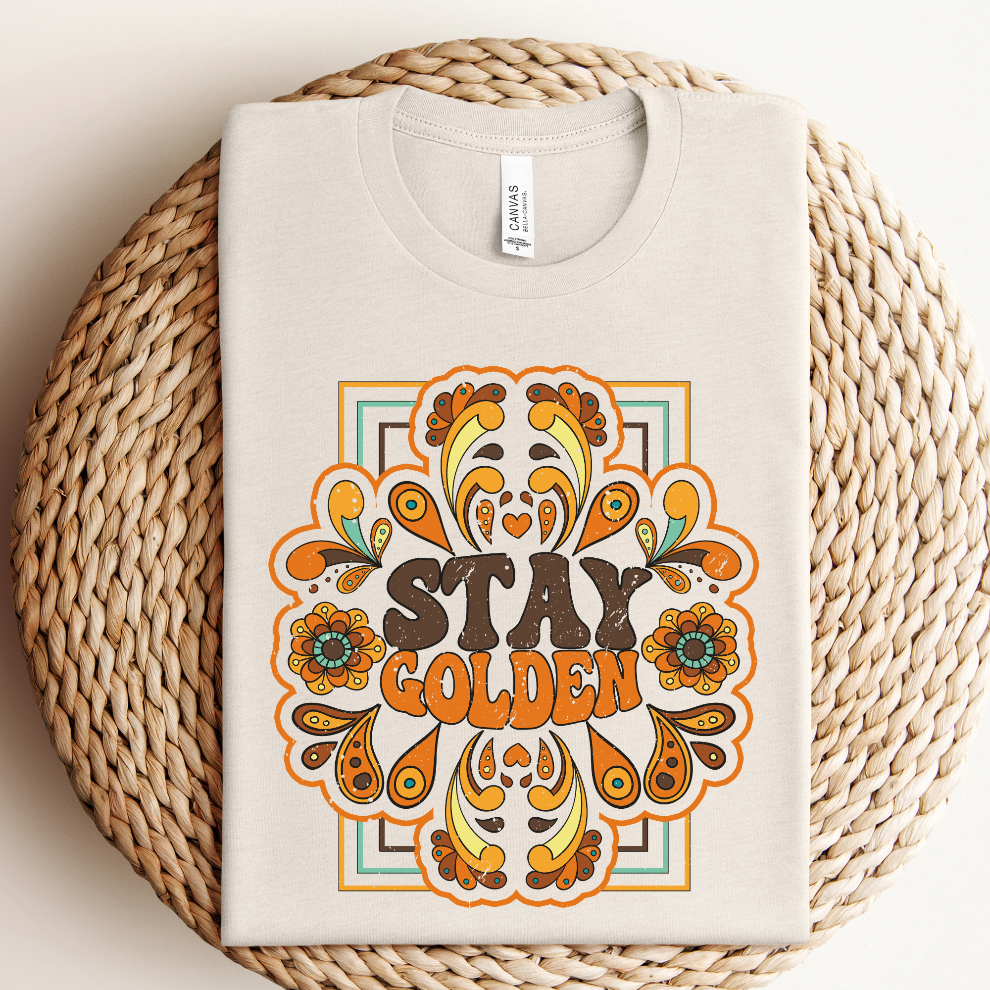 Boho Stay Golden Graphic Tee Hoodie, Sweatshirt | PodTeesHub.com