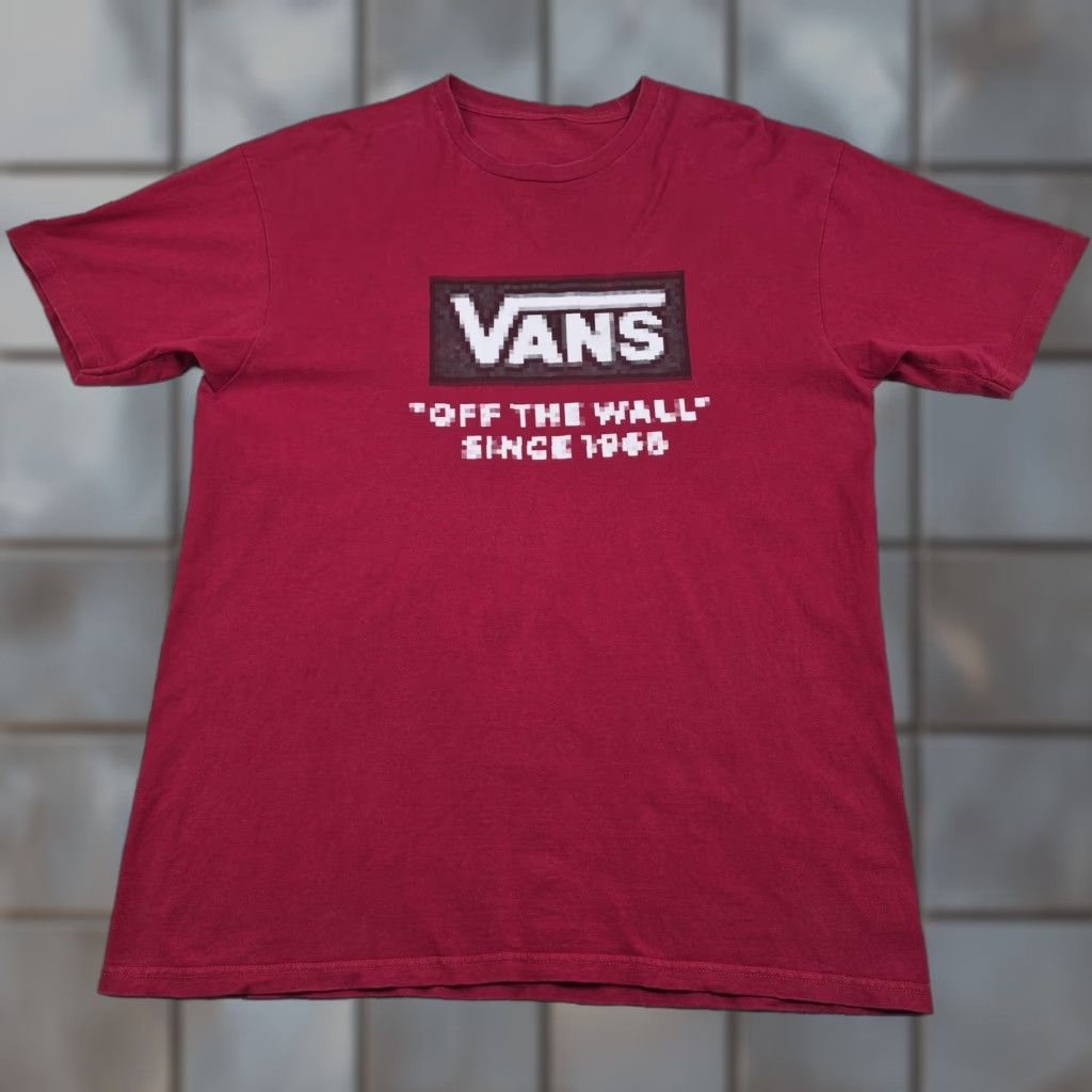 Vans Shirt Mens Large Red Pixel Off The Wall Logo Graphic Tee Skateboarding Shirt Hoodie, Sweatshirt | PodTeesHub.com