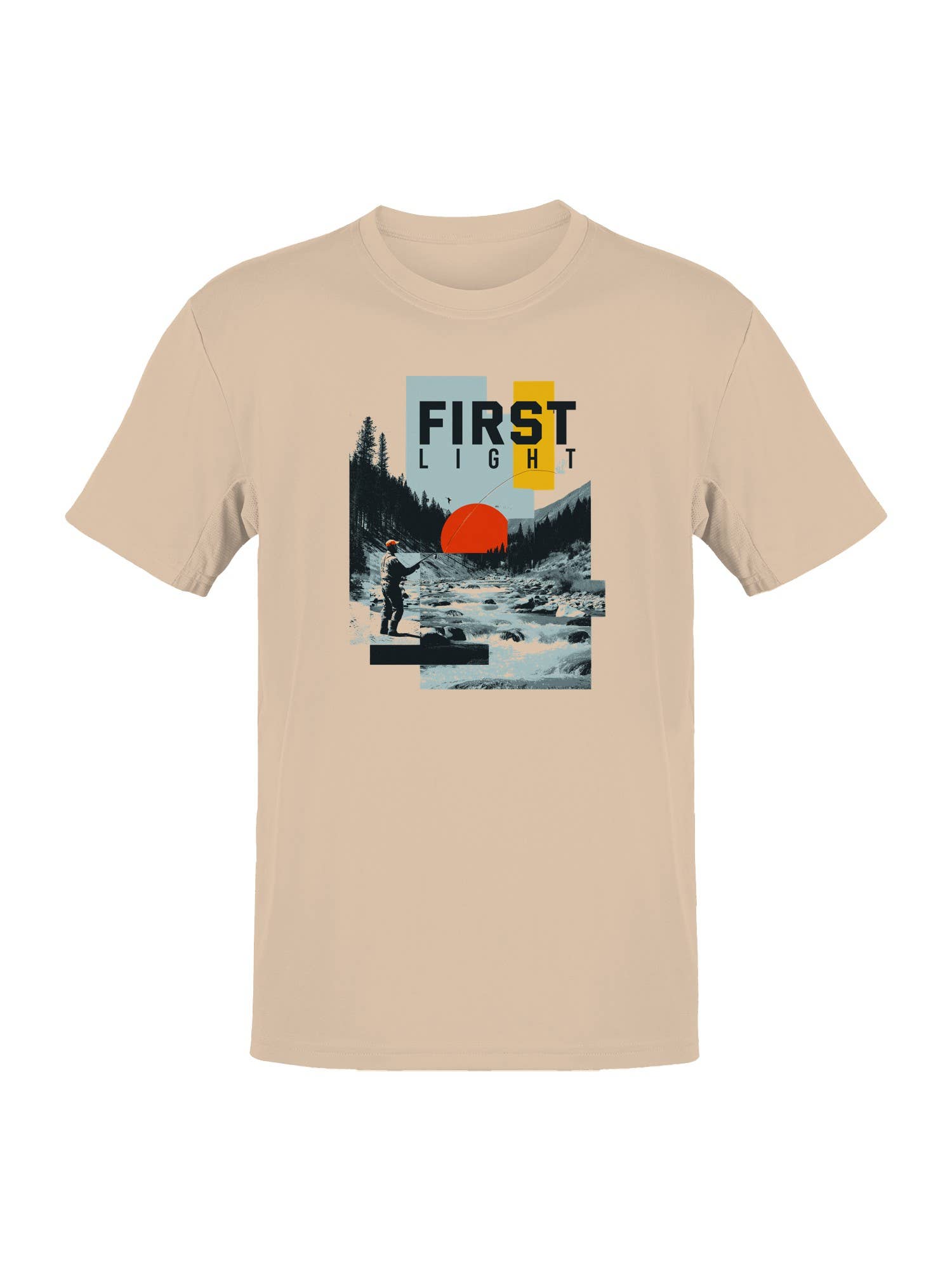 First Light Fly Fishing Landscape Men's T-Shirt Hoodie, Sweatshirt | PodTeesHub.com