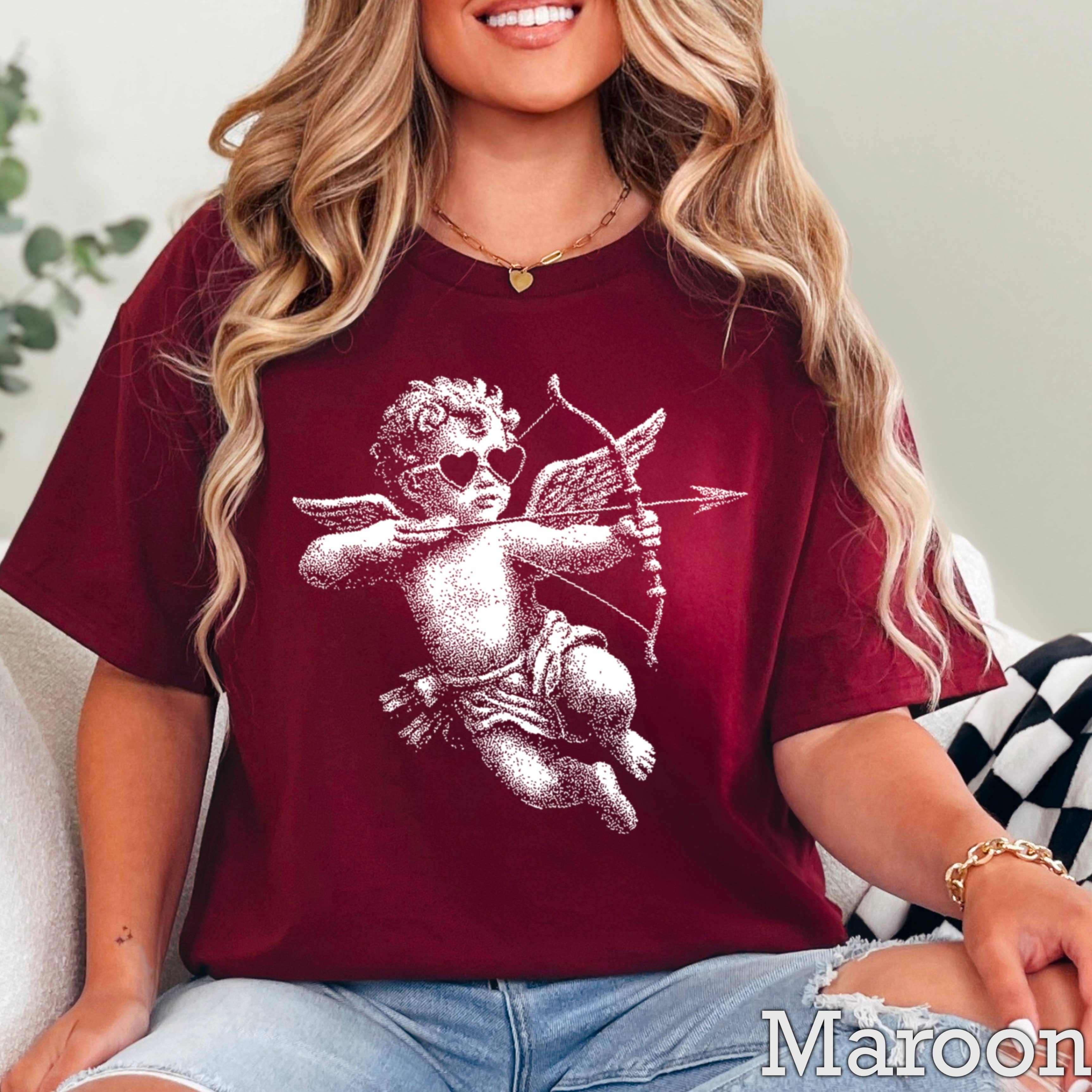 Halftone Cupid Valentine’S Day Graphic T-Shirt | Gildan Hoodie, Sweatshirt | PodTeesHub.com