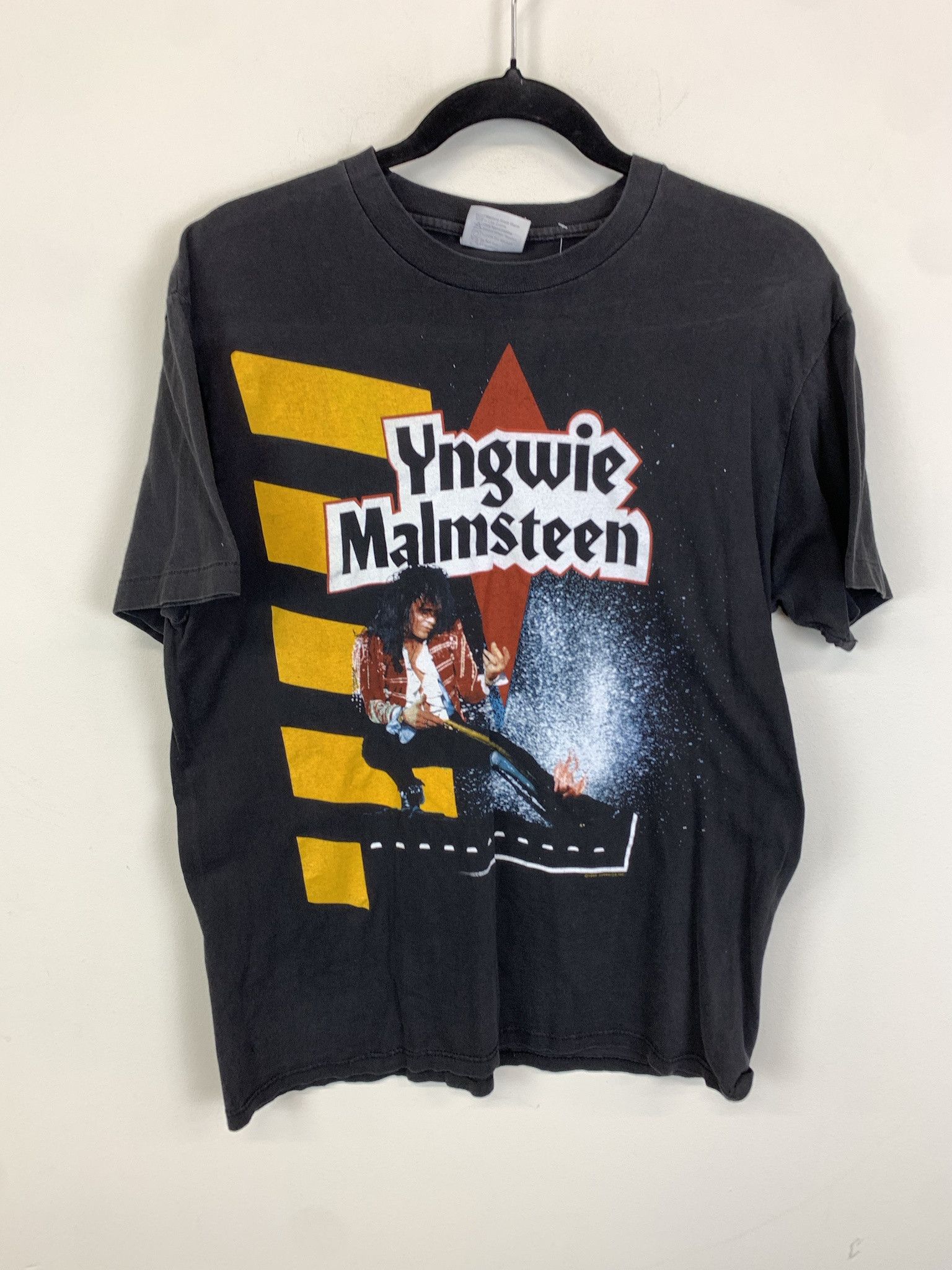 Vintage Yngwie Malmsteen 1990 1980s Rock Tee Singlestitch Tour Tee Size L Hoodie, Sweatshirt | PodTeesHub.com
