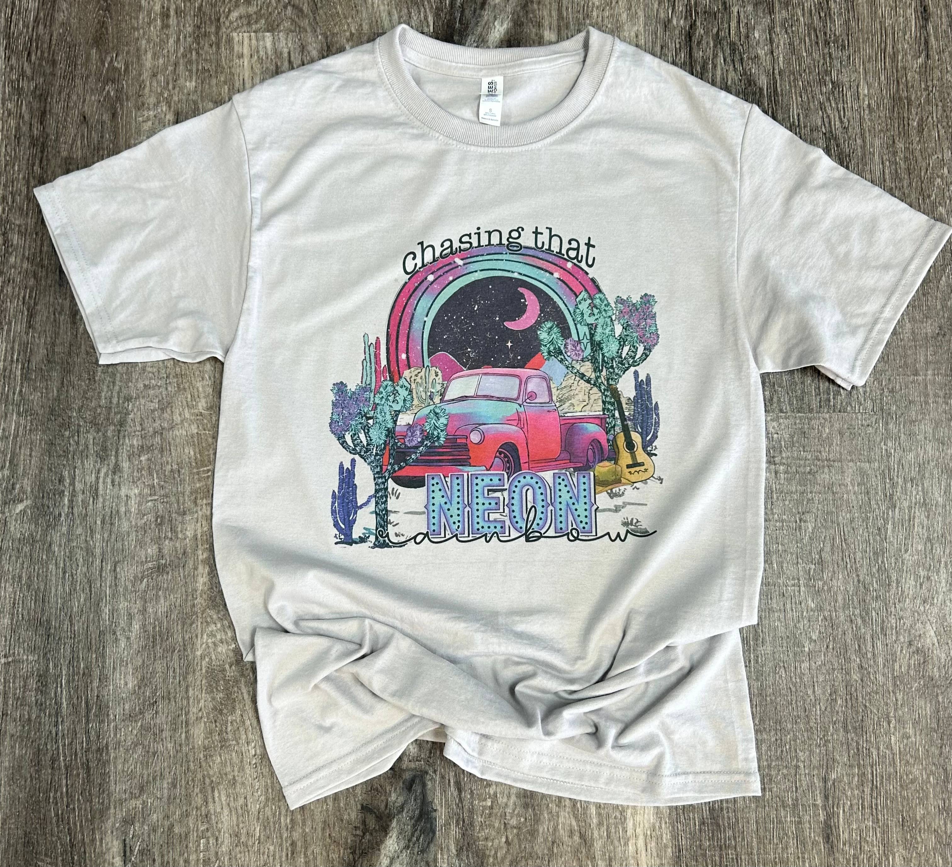 Chasing That Neon Rainbow On Silver Tee Hoodie, Sweatshirt | PodTeesHub.com