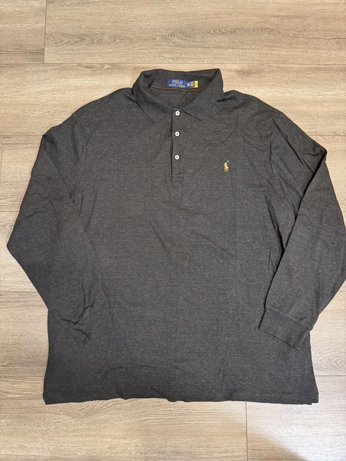 Polo Ralph Lauren Men S Ralph Lauren Long Sleeve Polo Shirt 2xlt Charcoal Hoodie, Sweatshirt | PodTeesHub.com