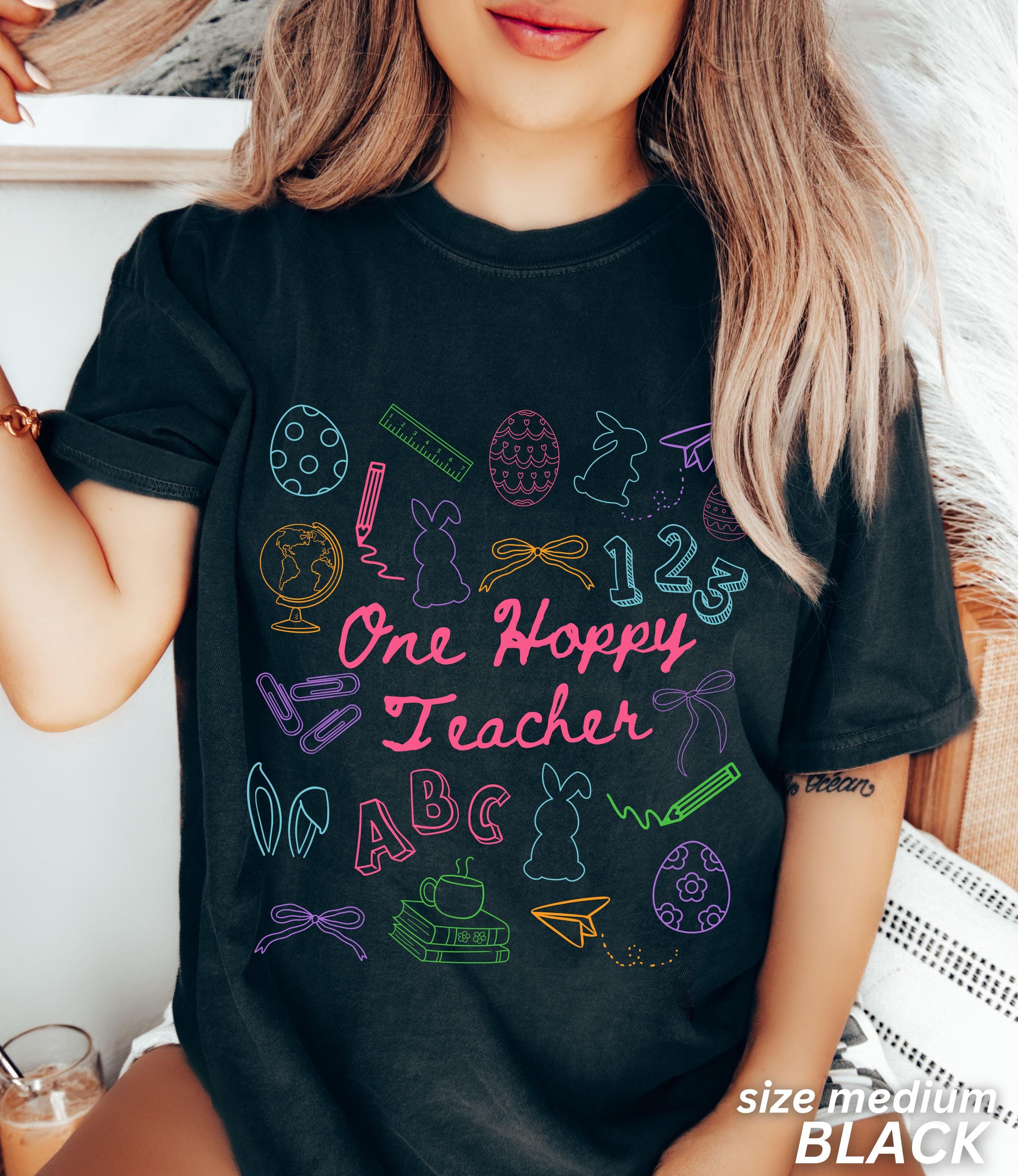 Easter Teacher Hoppy Teacher Comfort Colors Teacher Elementary Teacher Easter Tee Teacher (5)