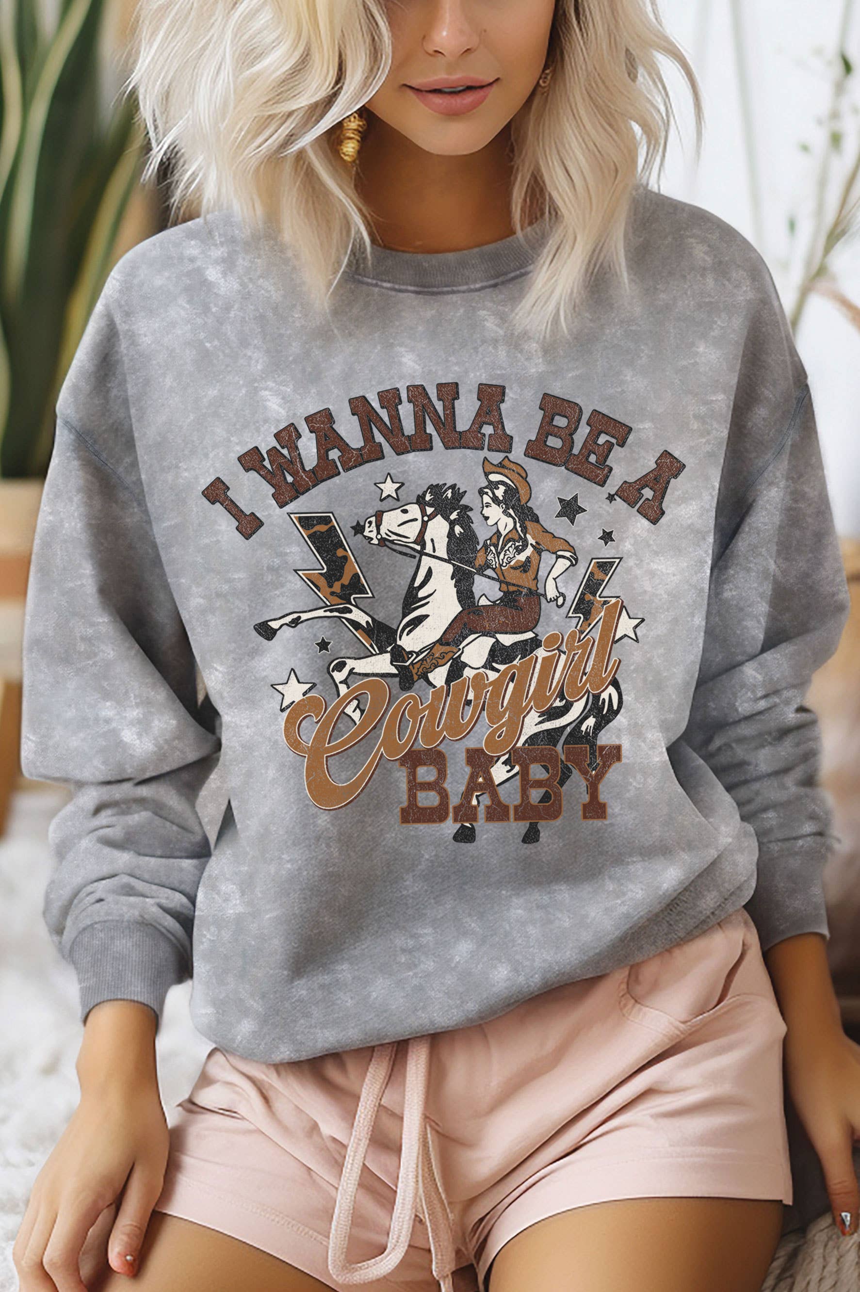 I Wanna Be A Cowgirl Baby Mineral Graphic Brushed Sweatshirt T-Shirts, Hoodie | PodTeesHub.com