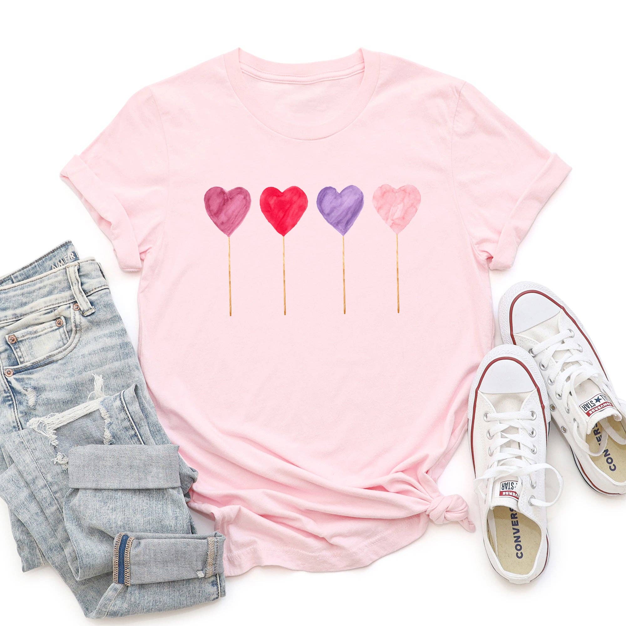 Watecolor Lollipops, Candy, Sweets, Suckers, Super Soft Tshirt, Valentine's Day Hoodie, Sweatshirt | PodTeesHub.com