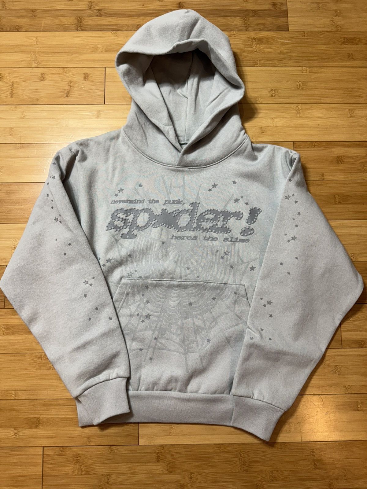 Sp5der Tonal Punk V2 Hoodie Grey Size Small T-Shirts, Sweatshirt | PodTeesHub.com