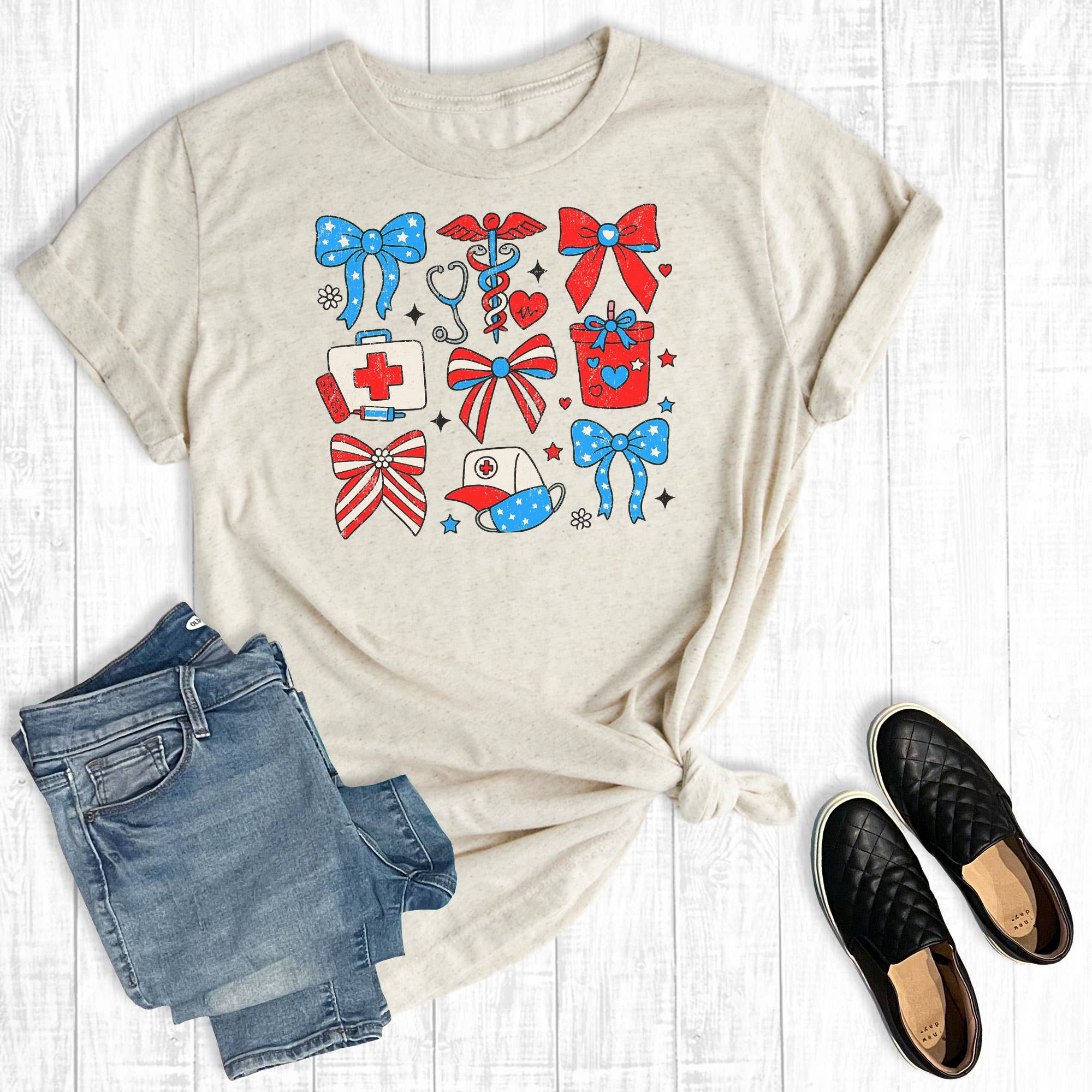 4th of July Coquette Nurse Graphic Tee Hoodie, Sweatshirt | PodTeesHub.com