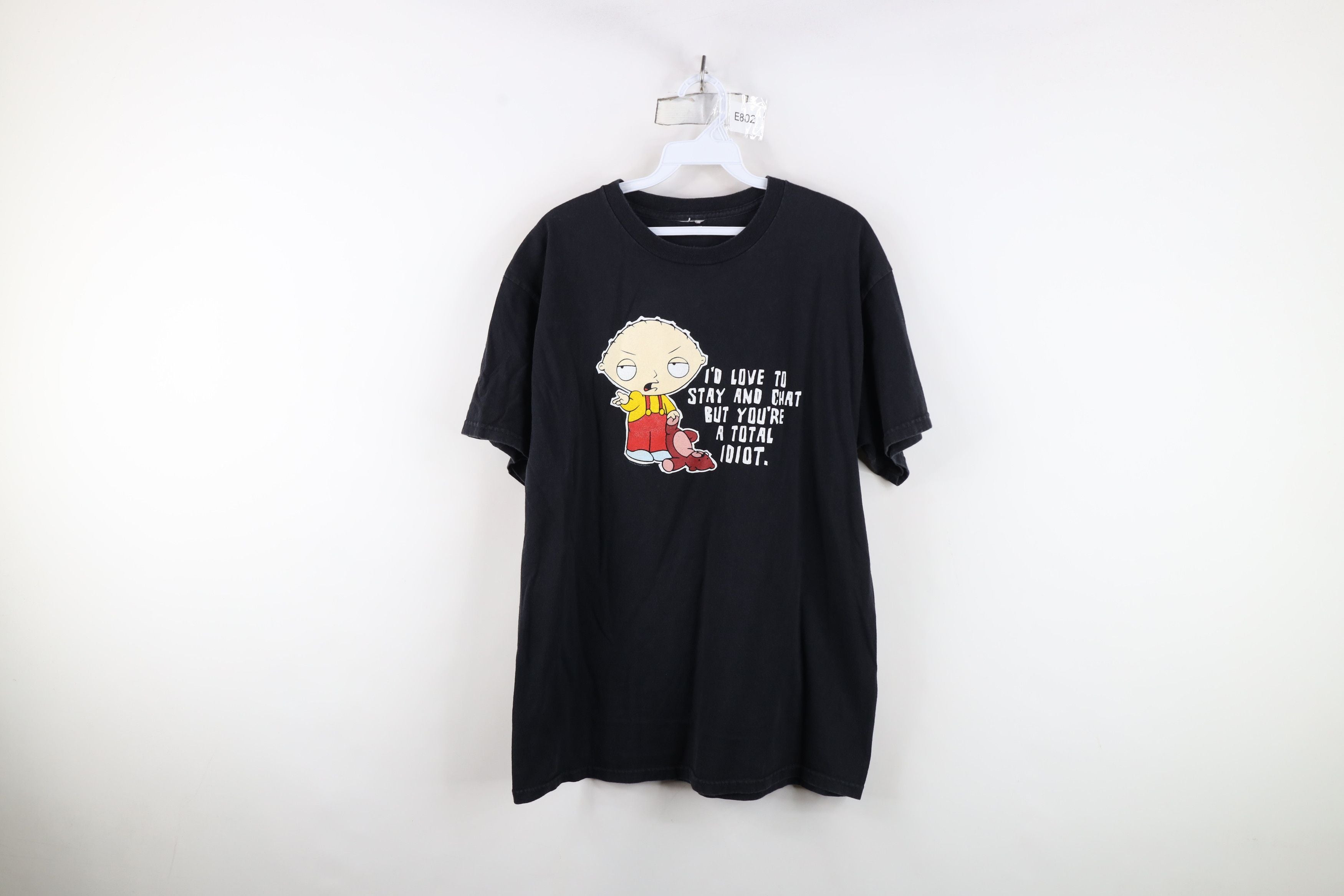 Vintage Y2k 2005 Family Guy Stewie Total Idiot T Shirt Black Hoodie, Sweatshirt | PodTeesHub.com