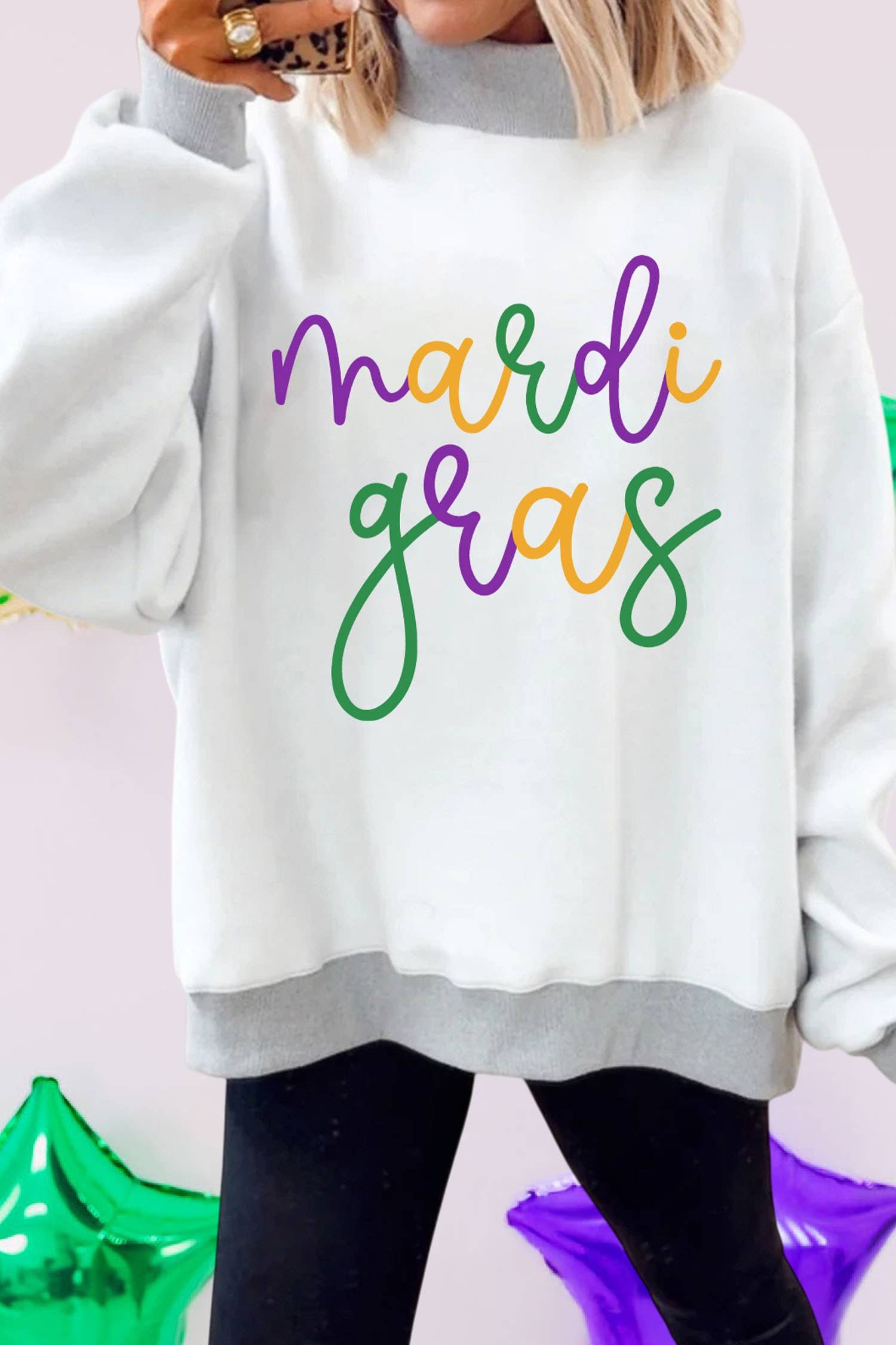 Fleur De Lis & Script Mardi Gras Reversible Sweatshirt T-Shirts, Hoodie | PodTeesHub.com