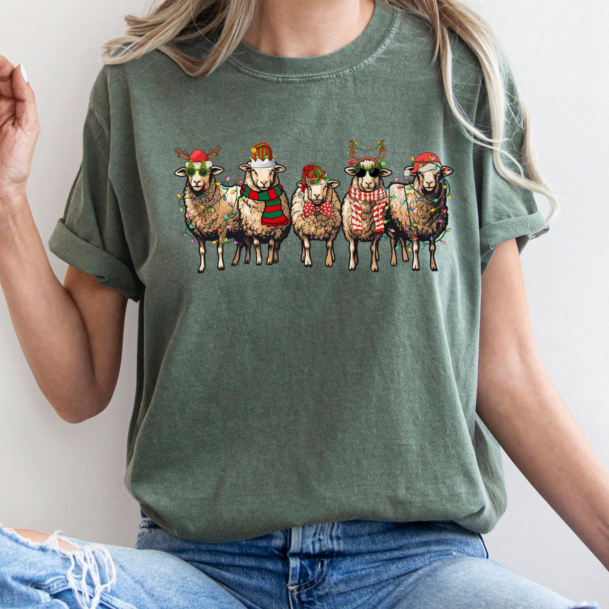 Christmas Sheep, Sheep Lovers, Santa, Farm Life T-Shirt Hoodie, Sweatshirt | PodTeesHub.com