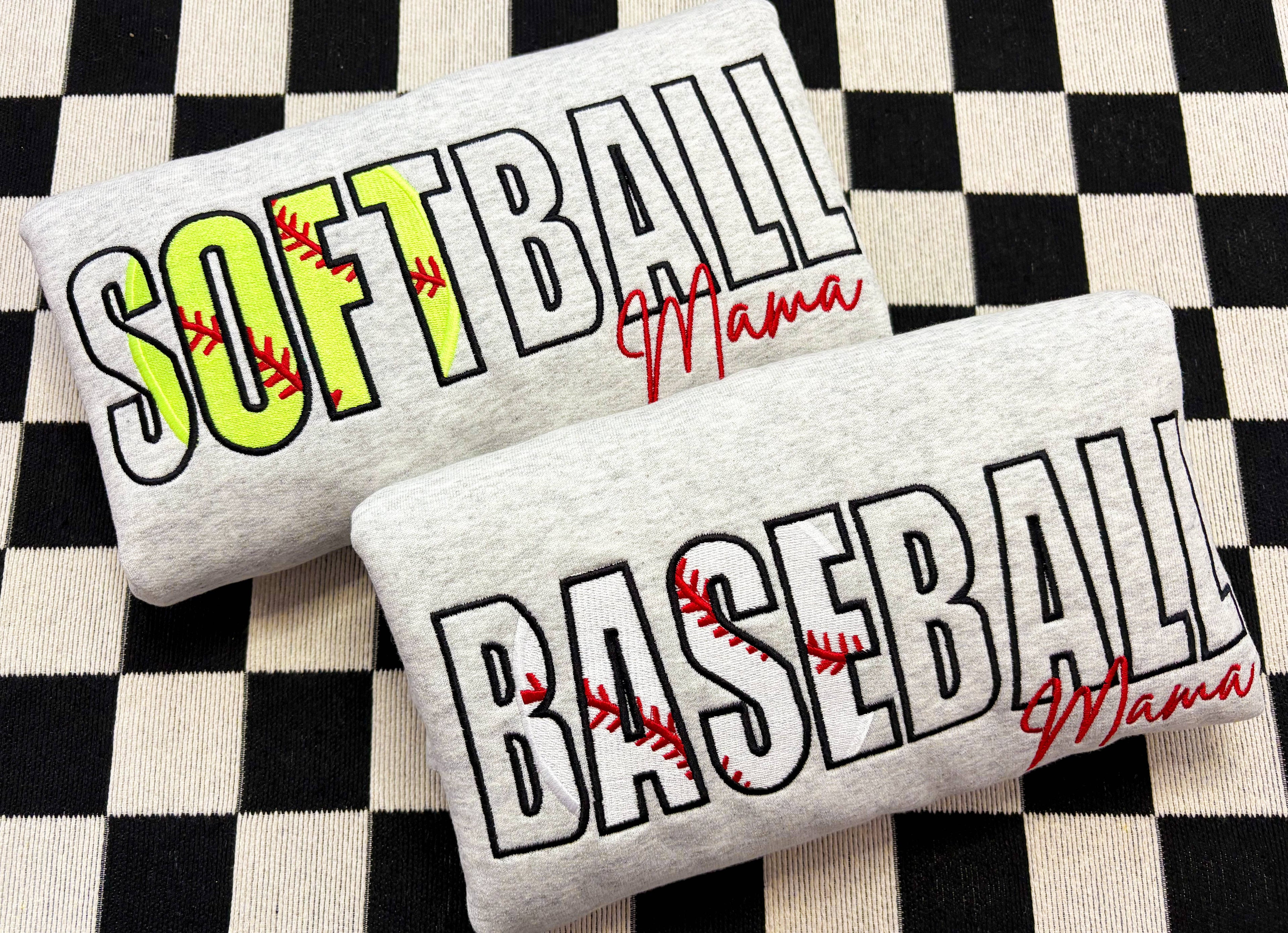 Baseball Mama Embroidered Crew | Baseball Sweatshirt T-Shirts, Hoodie | PodTeesHub.com