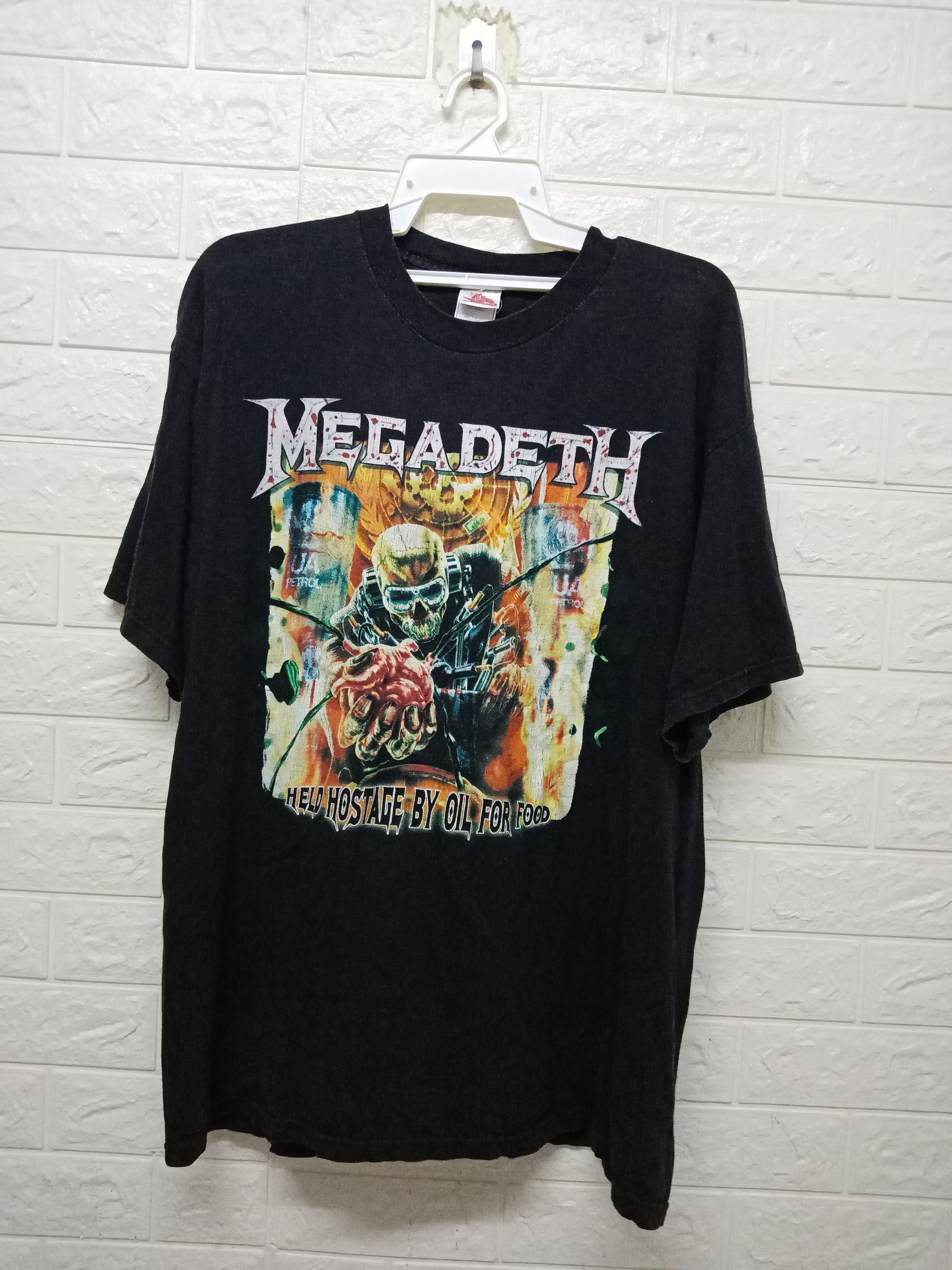 Vintage Megadeth Held Hostage By Oil For Food T-Shirts, Hoodie, Sweatshirt | PodTeesHub.com