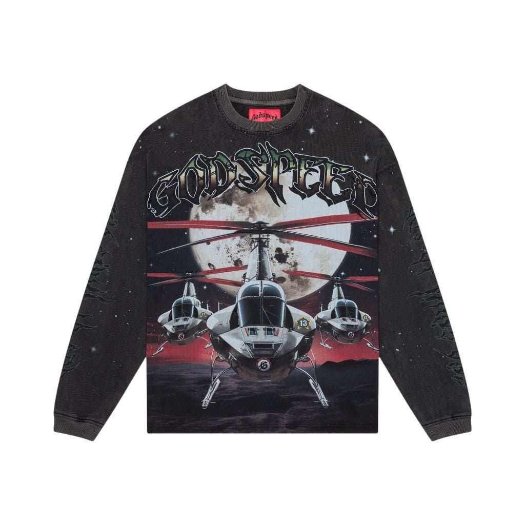 Godspeed Airstrike Longsleeve Tee Washed Grey Hoodie, Sweatshirt | PodTeesHub.com