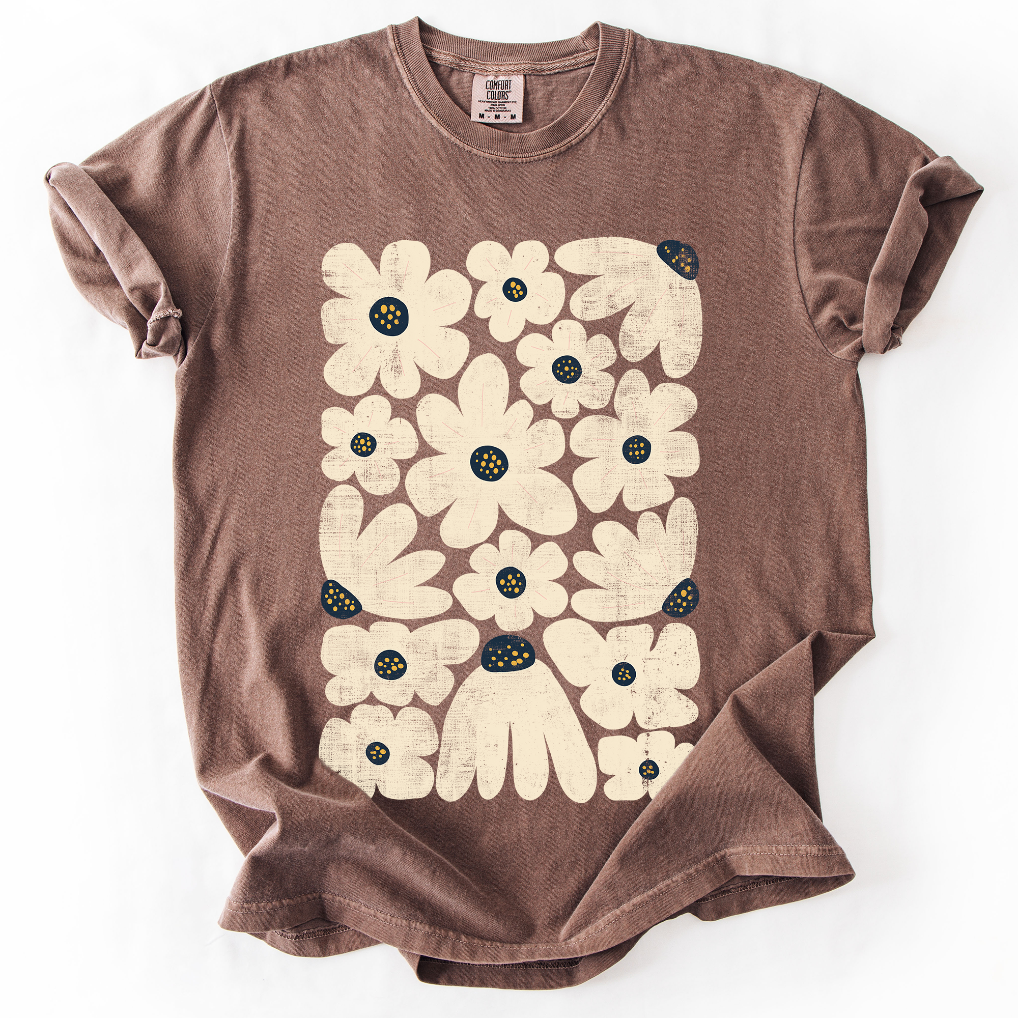 Cream Daisy Allover Floral, Vintage Boho, Nature T-Shirt Hoodie, Sweatshirt | PodTeesHub.com